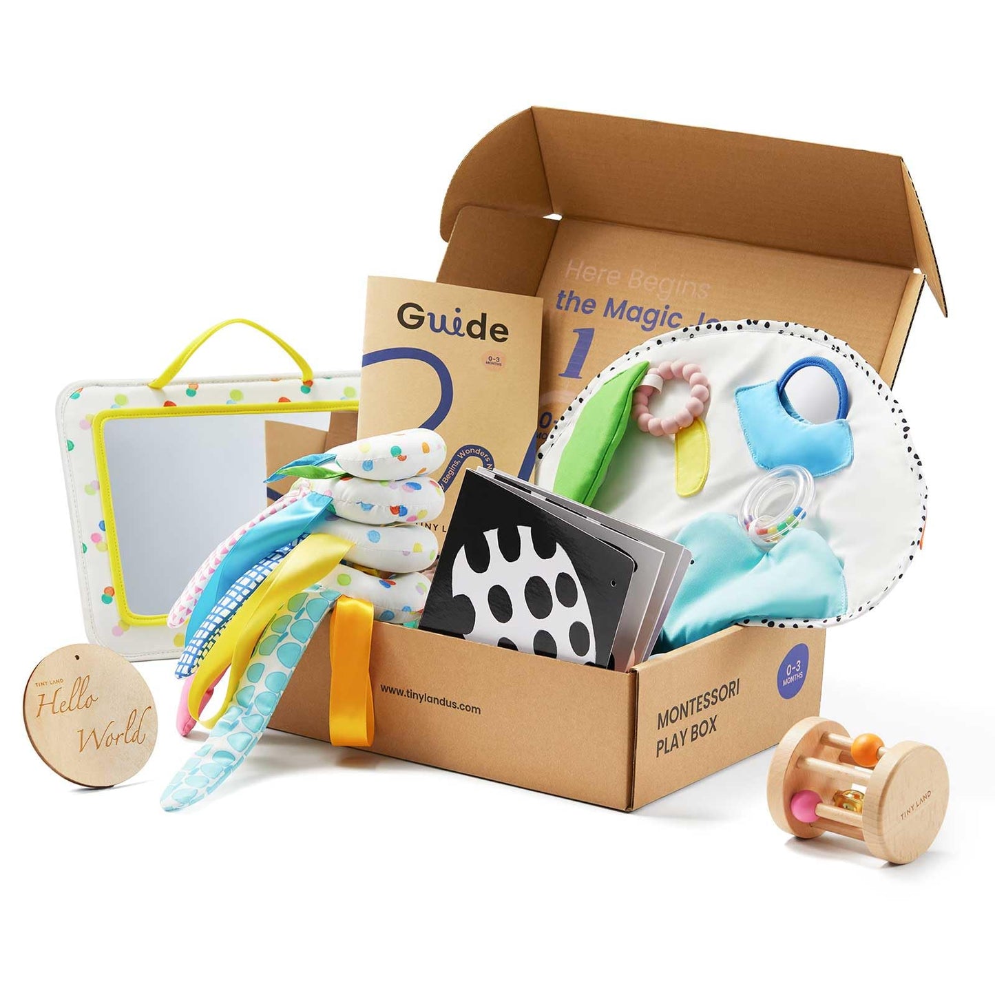 Tiny Land Montessori Baby Toy Set 0-3 Months – 5-in-1 Sensory Play Kit