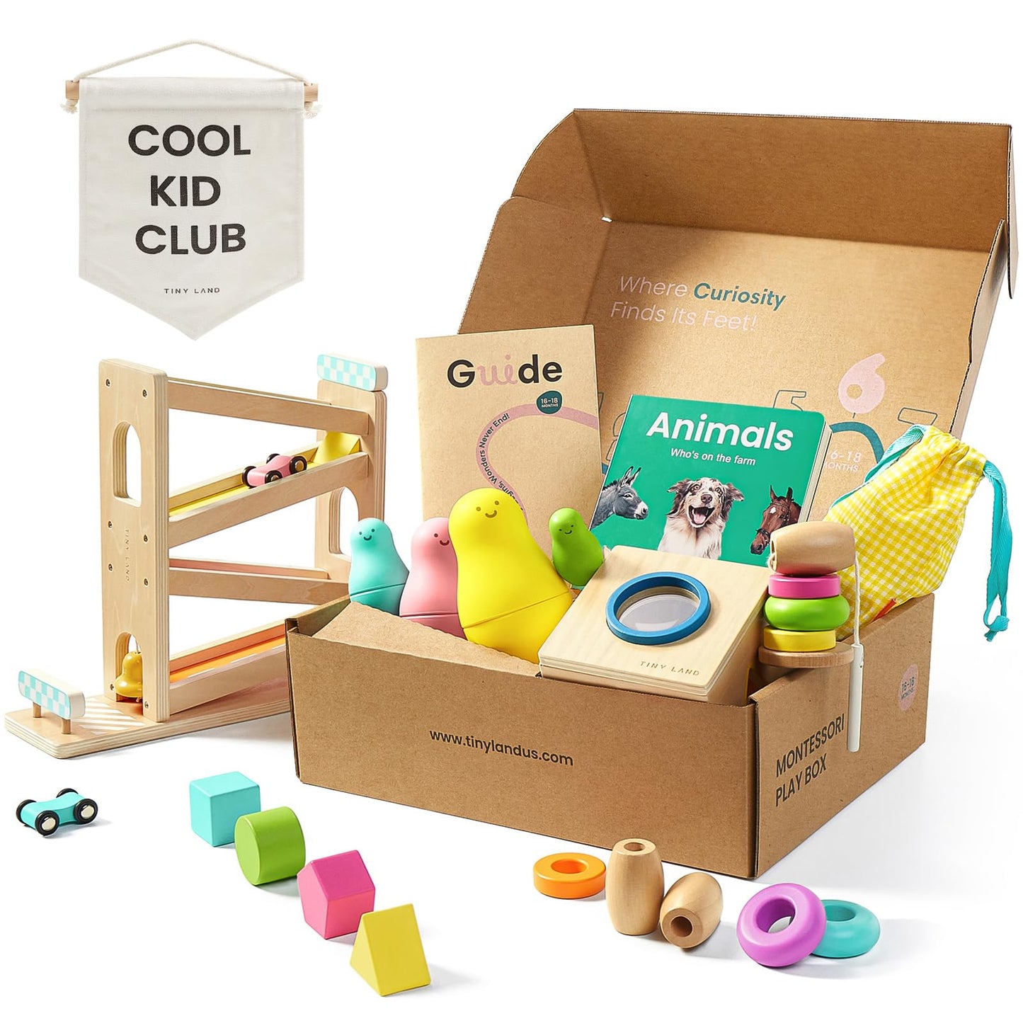 Tiny Land Montessori Toy Set for Baby 16-18 Months – 7-in-1 Adventure Kit