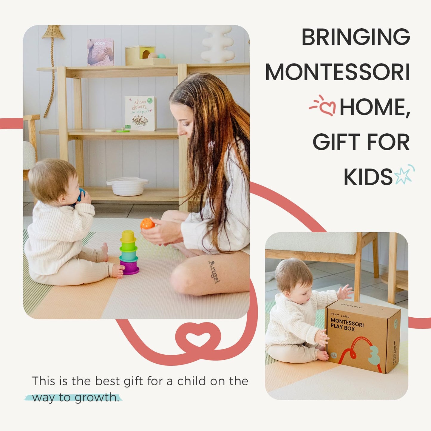Tiny Land Montessori Toy Set for Babies 7-9 Months – 5-in-1 Wooden Learning Kit