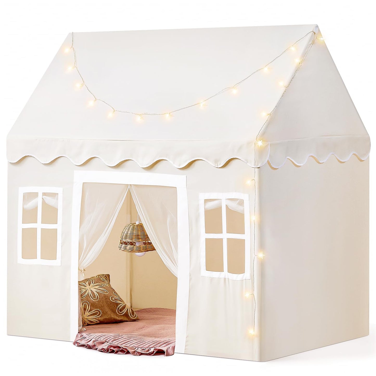 Tiny Land Play Tent with Padded Mat & LED Lights | Indoor Kids Tent for 3-6 Year Olds