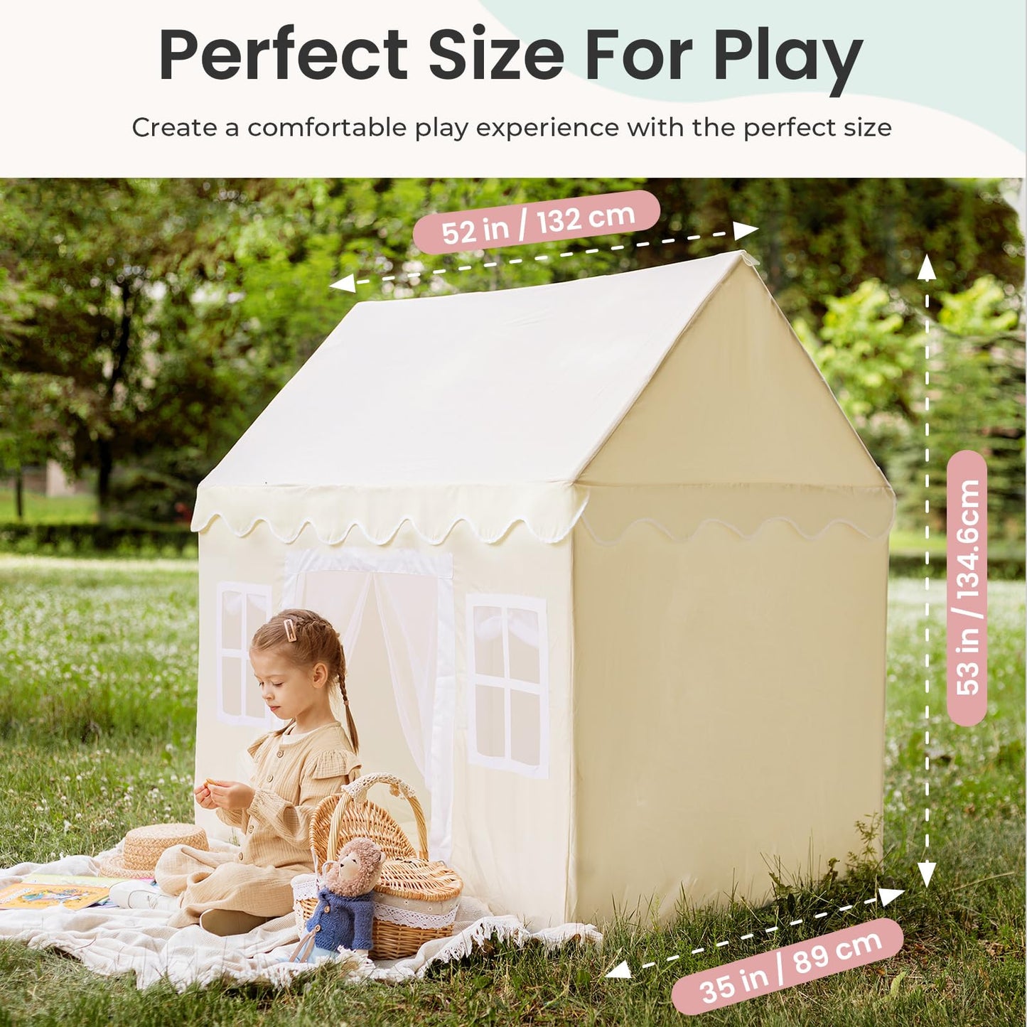 Tiny Land Play Tent with Padded Mat & LED Lights | Indoor Kids Tent for 3-6 Year Olds