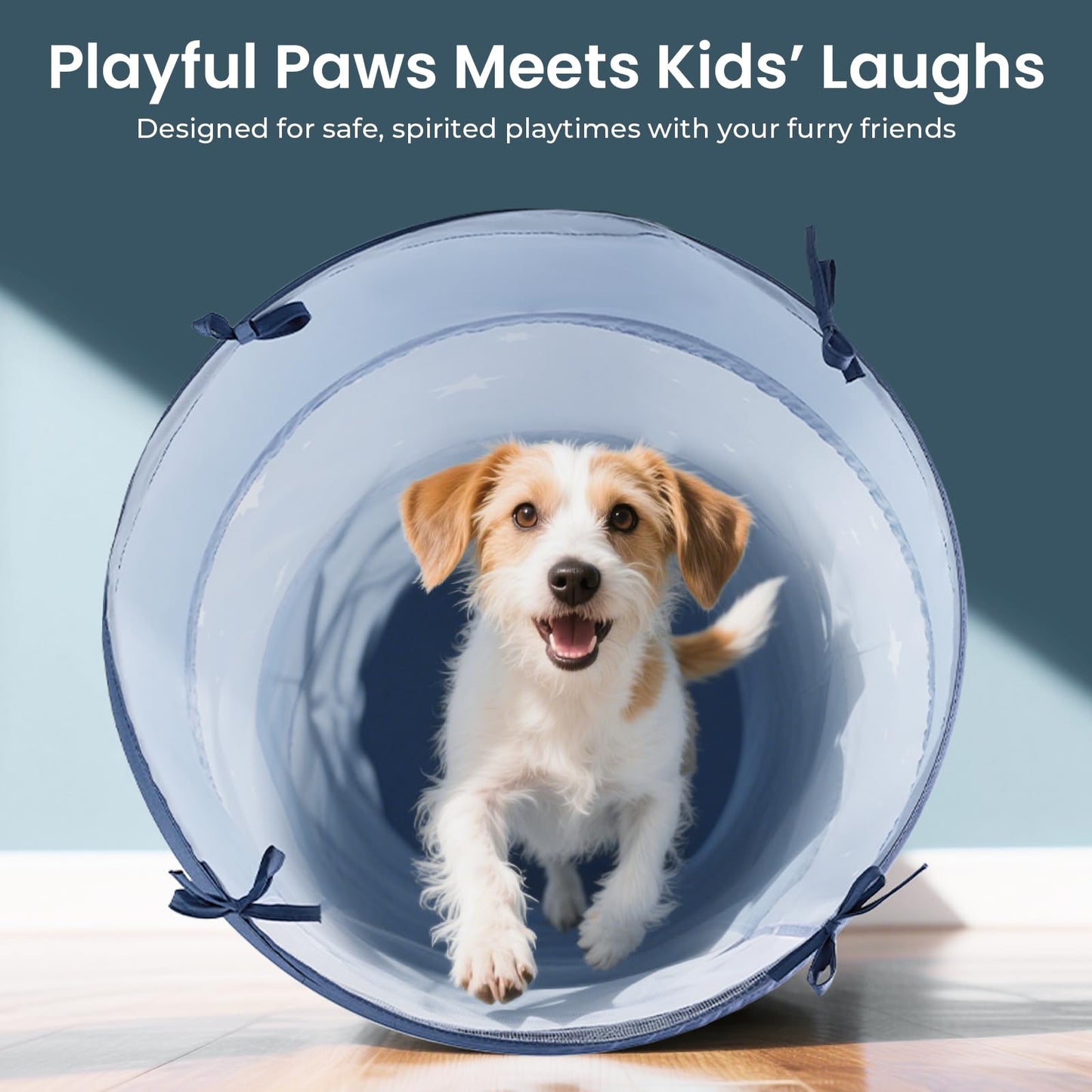 Tiny Land Kids Play Tunnel – 69" x 18" Foldable Indoor/Outdoor Crawling Tunnel (Blue)
