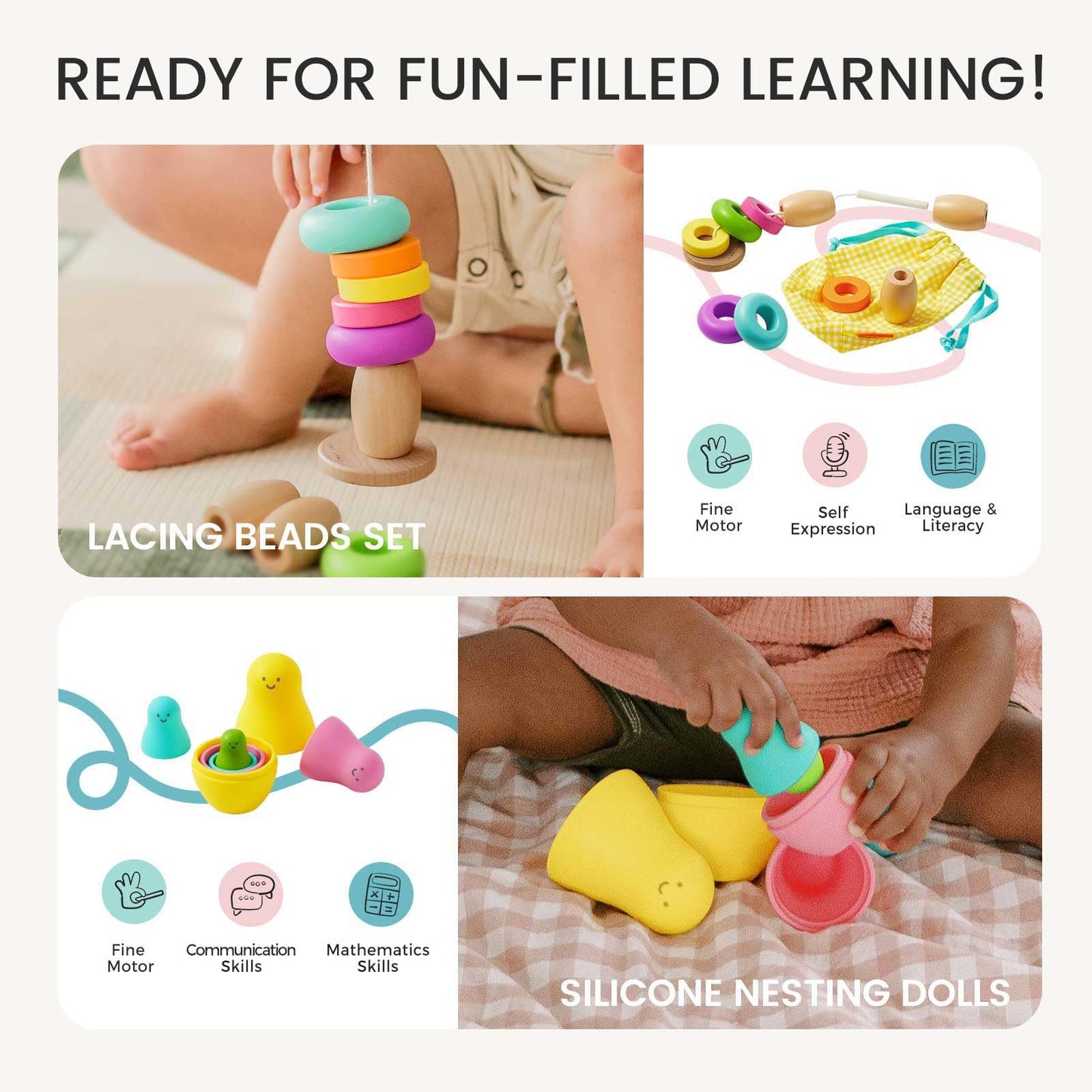 Tiny Land Montessori Toy Set for Baby 16-18 Months – 7-in-1 Adventure Kit