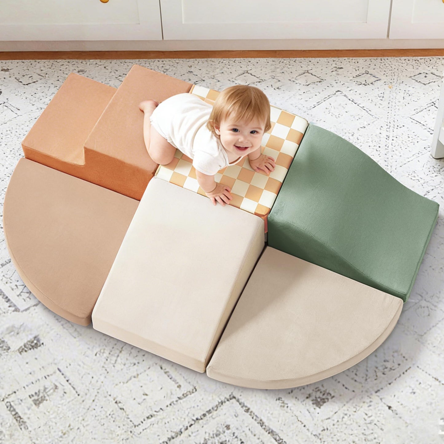 Tiny Land Soft Foam Climbing Blocks for Toddlers – 6-Piece Indoor Foam Play Set (Vintage)
