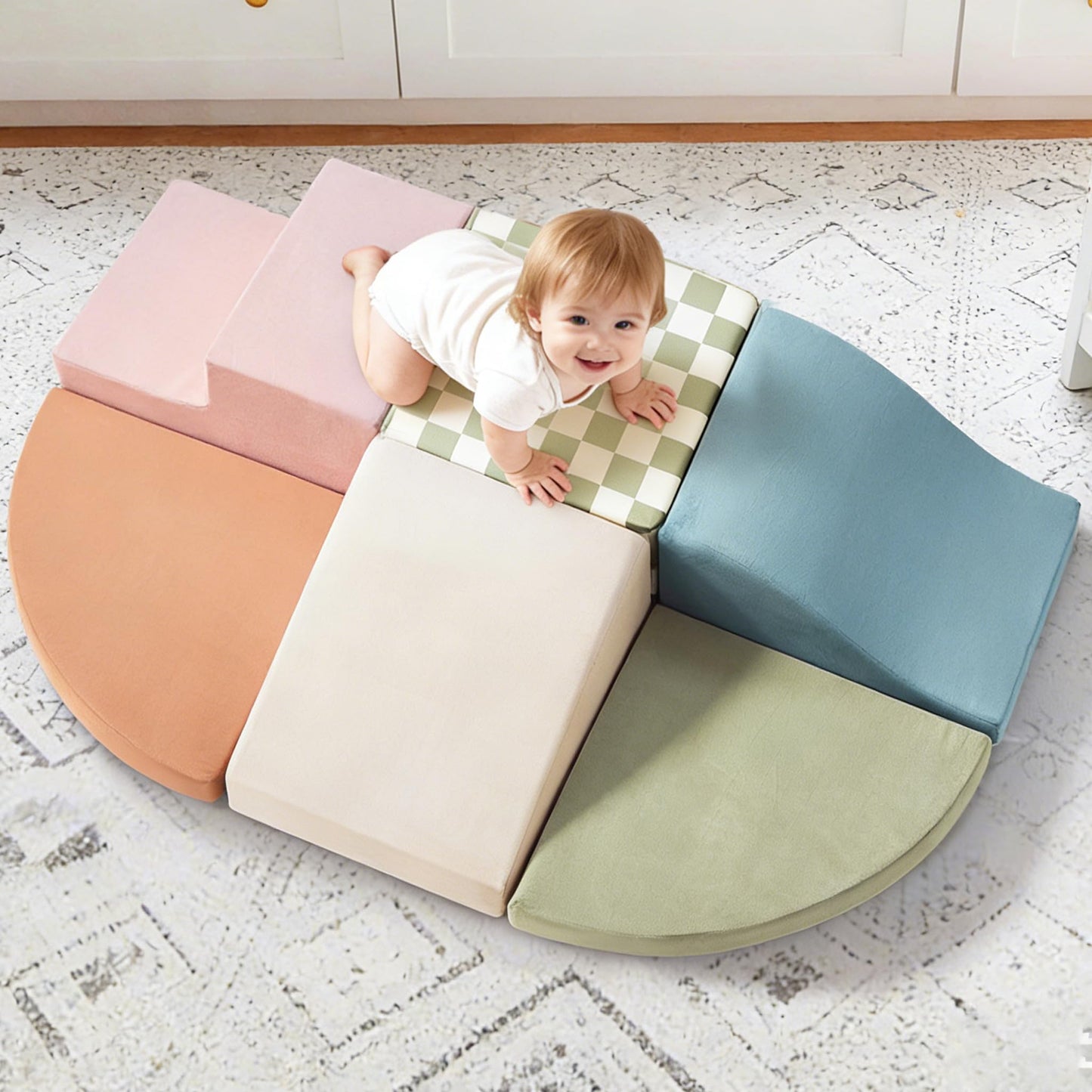 Tiny Land Soft Foam Climbing Blocks – 6-Piece Toddler Indoor Playset (Morandi)
