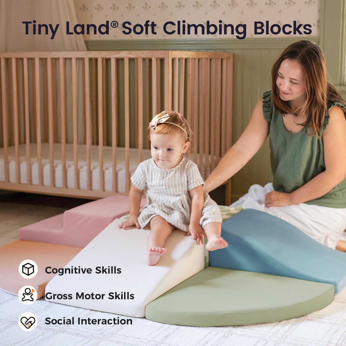 Tiny Land Soft Foam Climbing Blocks – 6-Piece Toddler Indoor Playset (Morandi)