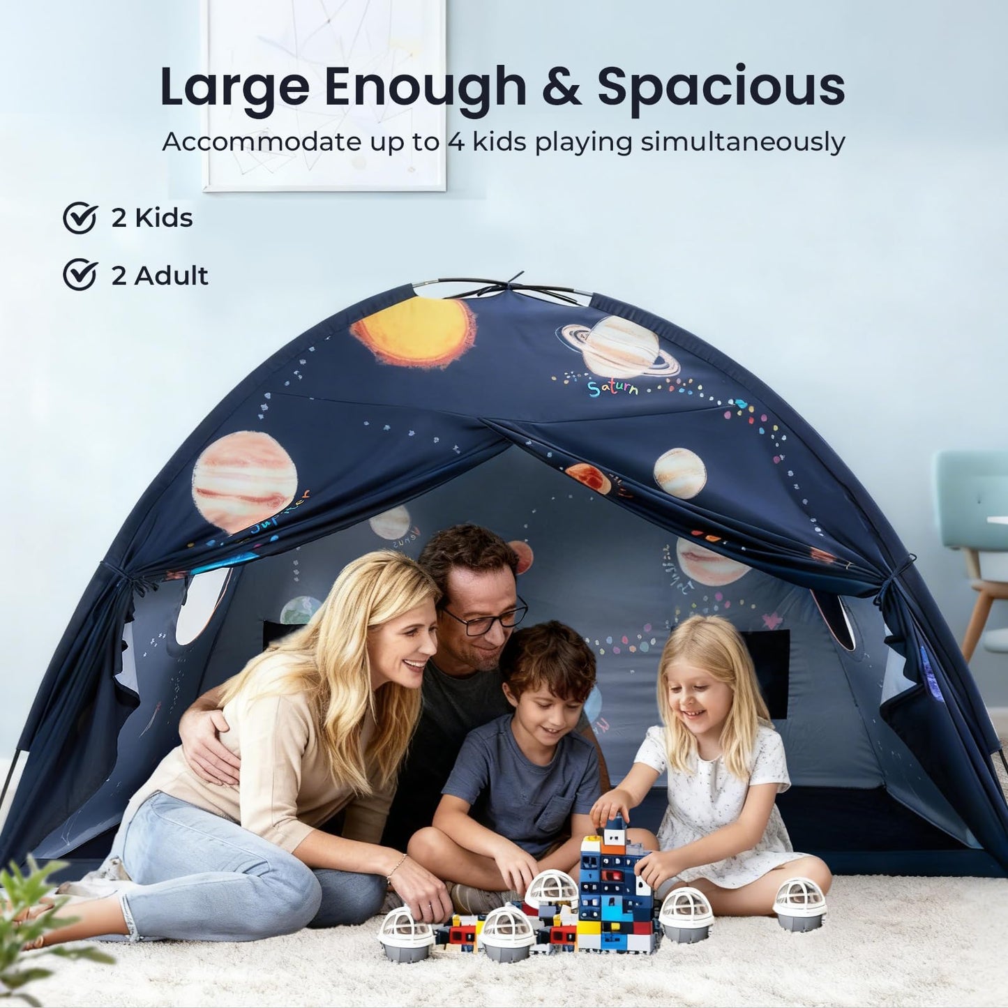 Tiny Land Space Galaxy Bed Tent for Kids – 77 x 40 x 46 in Planet Design Bed Canopy