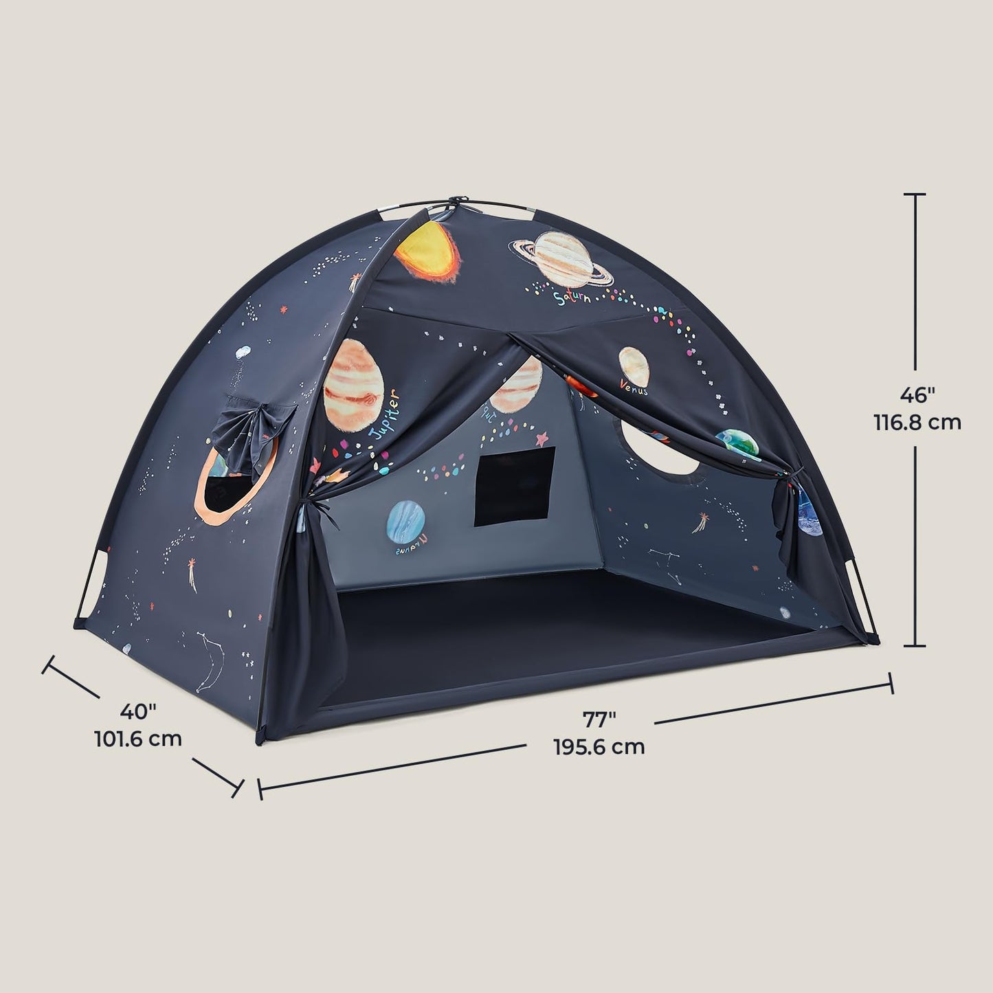 Tiny Land Space Galaxy Bed Tent for Kids – 77 x 40 x 46 in Planet Design Bed Canopy
