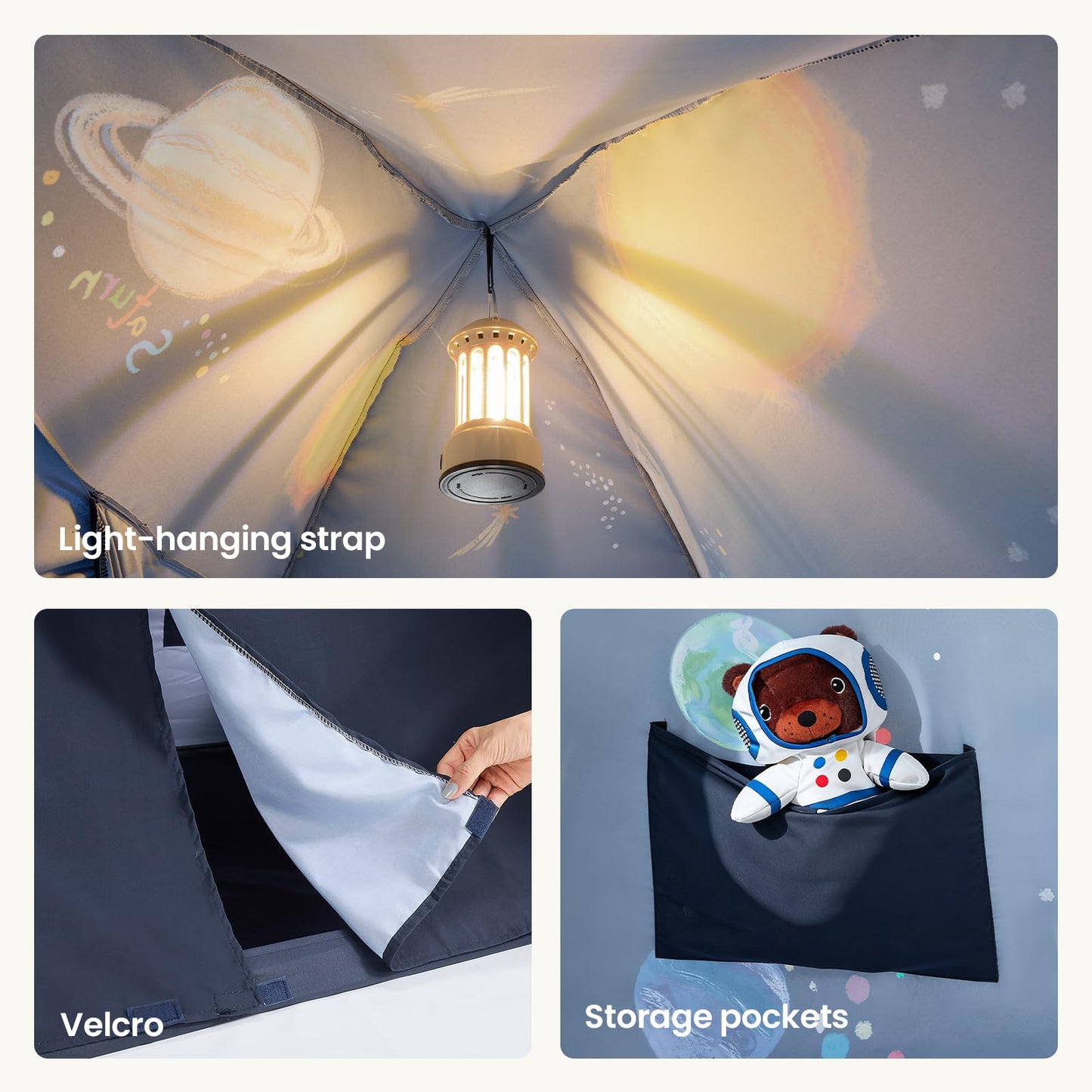 Tiny Land Space Galaxy Bed Tent for Kids – 77 x 40 x 46 in Planet Design Bed Canopy