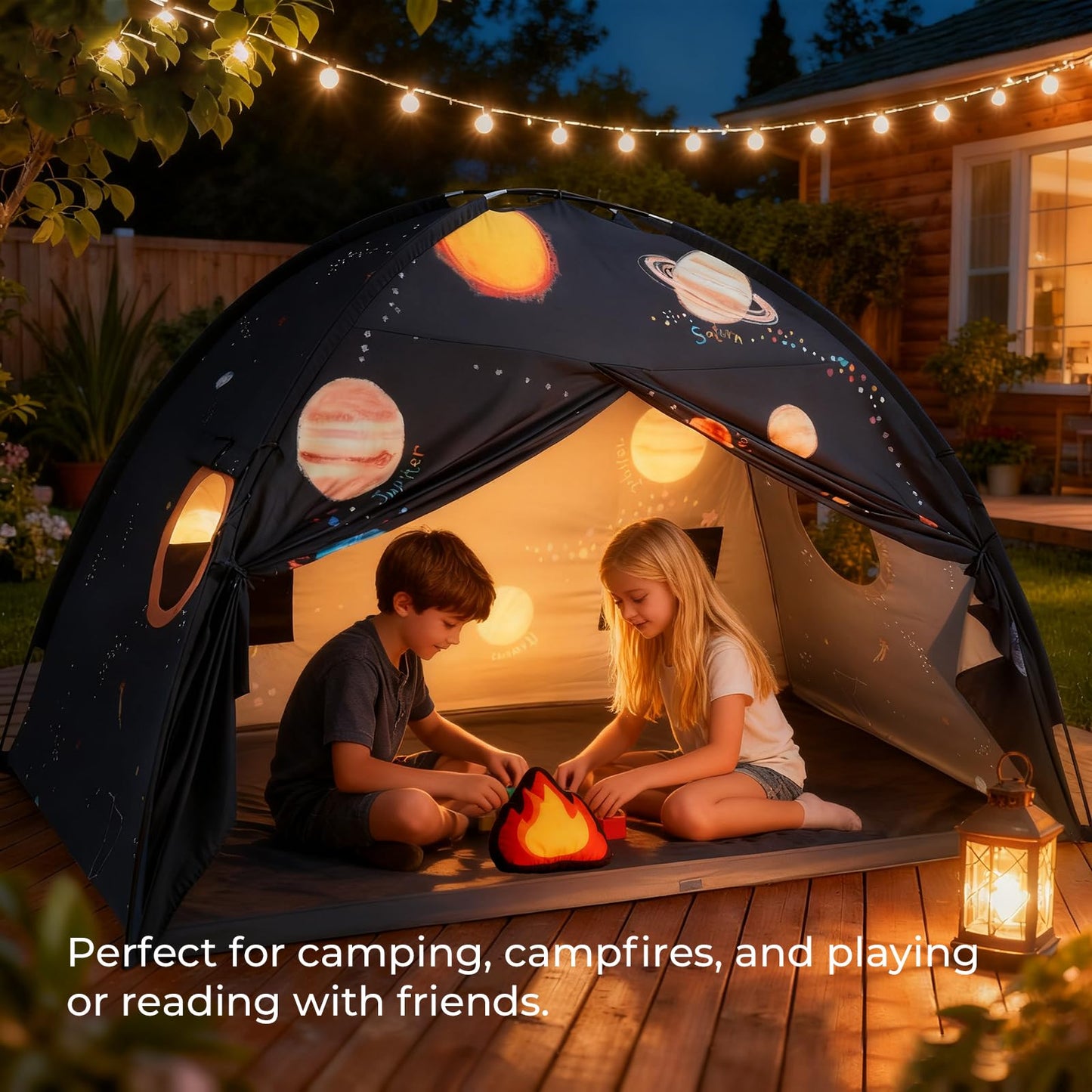 Tiny Land Space Galaxy Bed Tent for Kids – 77 x 40 x 46 in Planet Design Bed Canopy