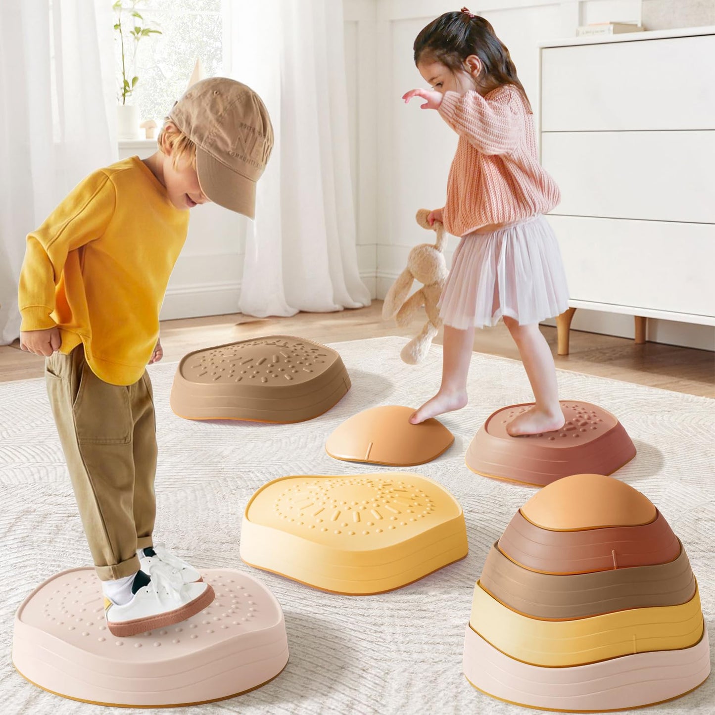 Tiny Land Stepping Stones for Kids – 5-Piece Non-Slip Balance Set (Ages 3-5)