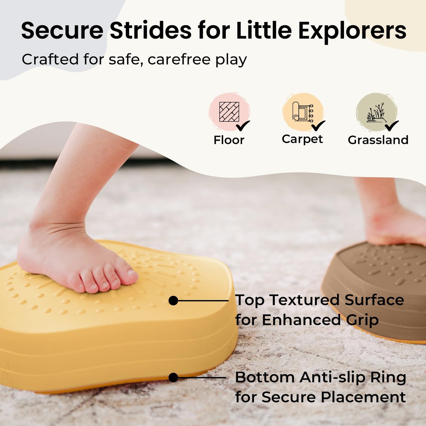 Tiny Land Stepping Stones for Kids – 5-Piece Non-Slip Balance Set (Ages 3-5)