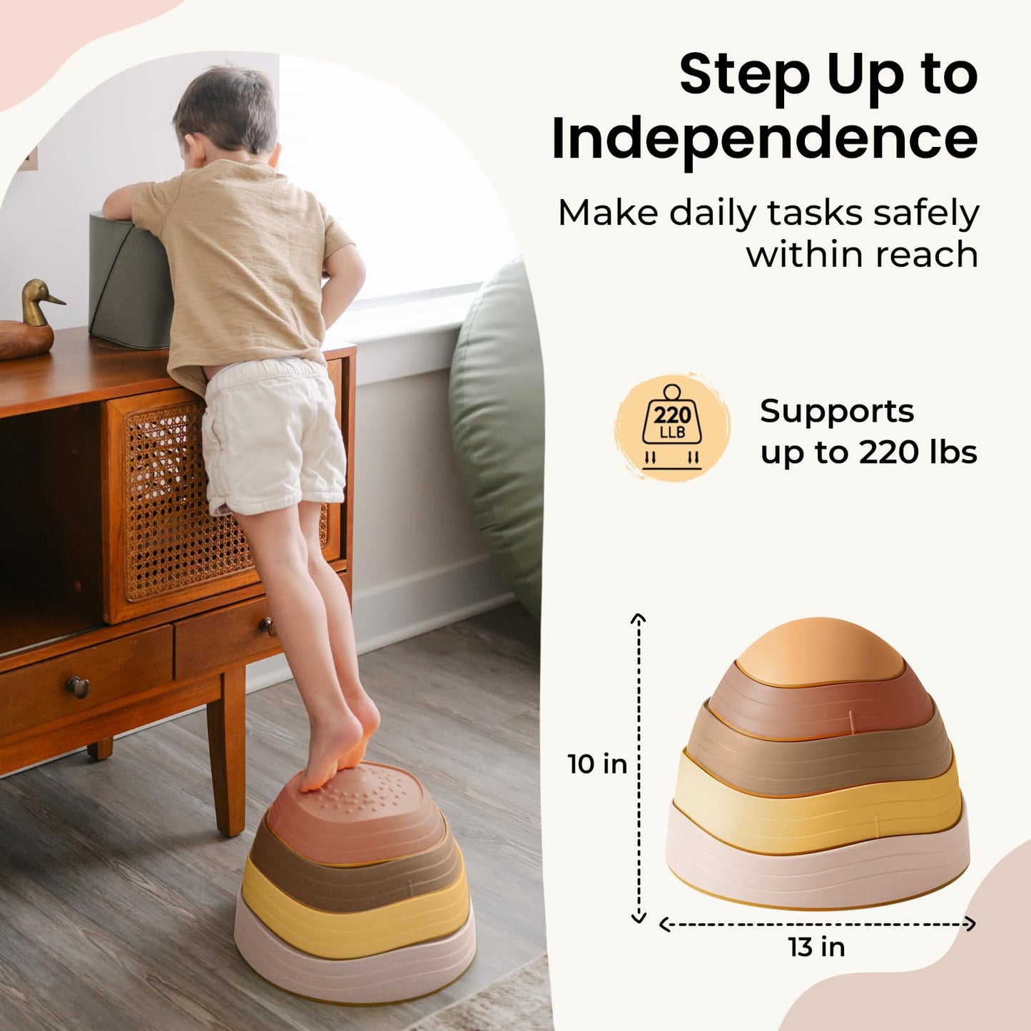 Tiny Land Stepping Stones for Kids – 5-Piece Non-Slip Balance Set (Ages 3-5)