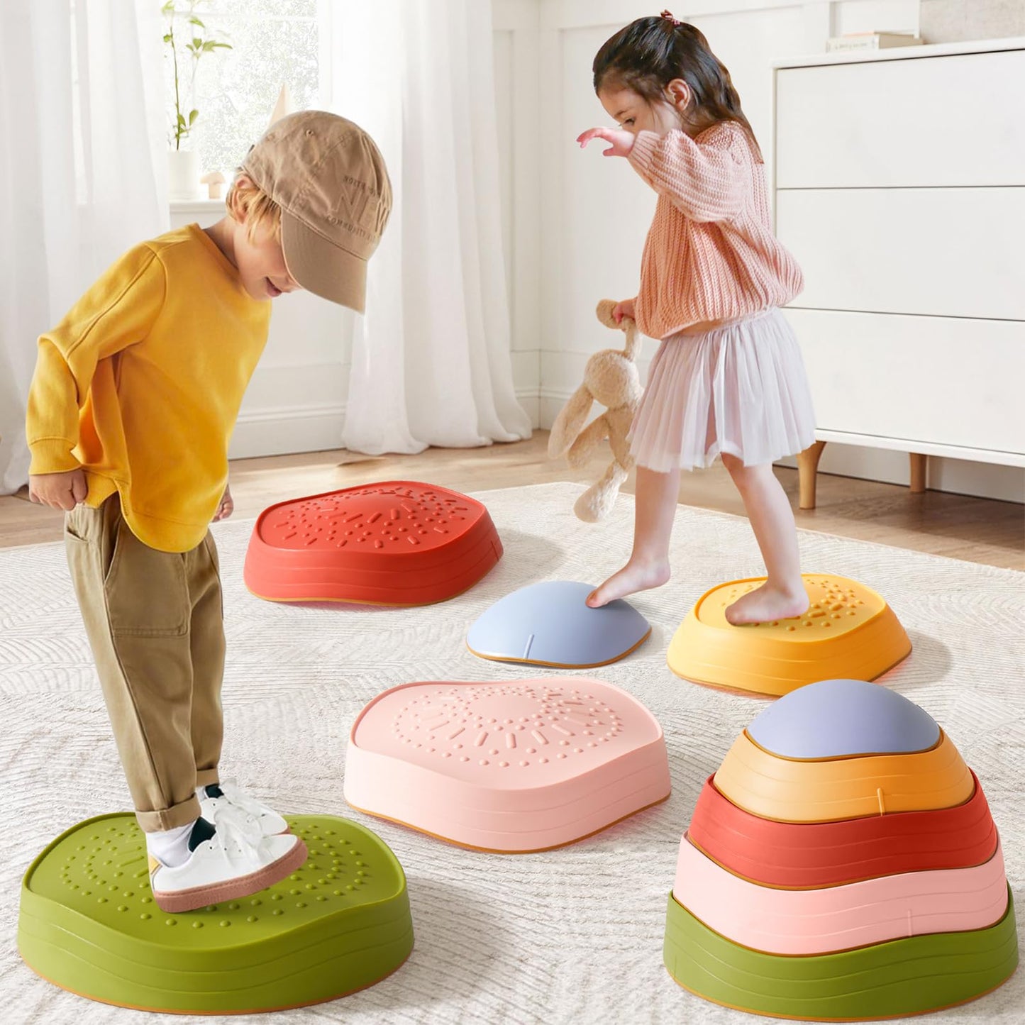 Tiny Land Stepping Stones for Kids – Non-Slip Toddler Balance & Coordination (5 pcs)