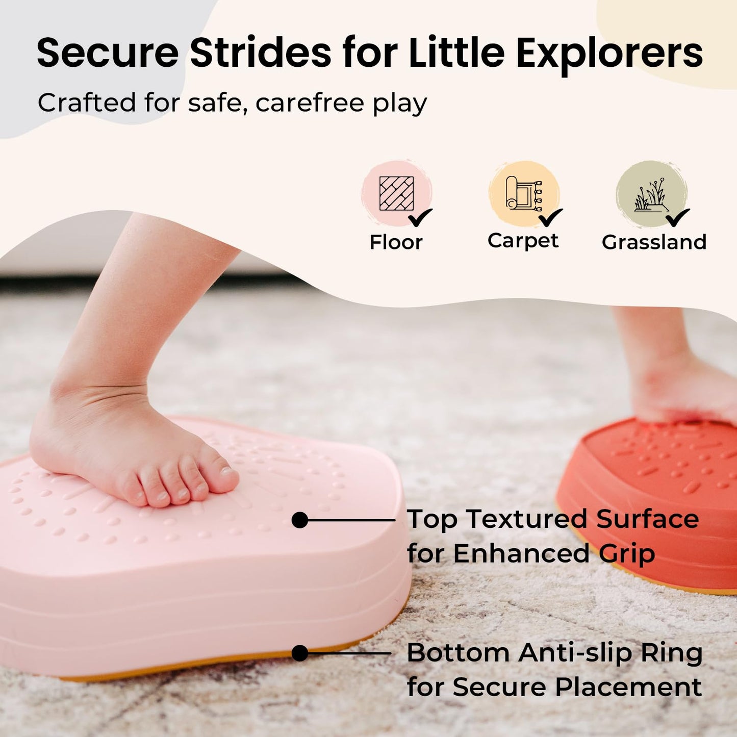Tiny Land Stepping Stones for Kids – Non-Slip Toddler Balance & Coordination (5 pcs)
