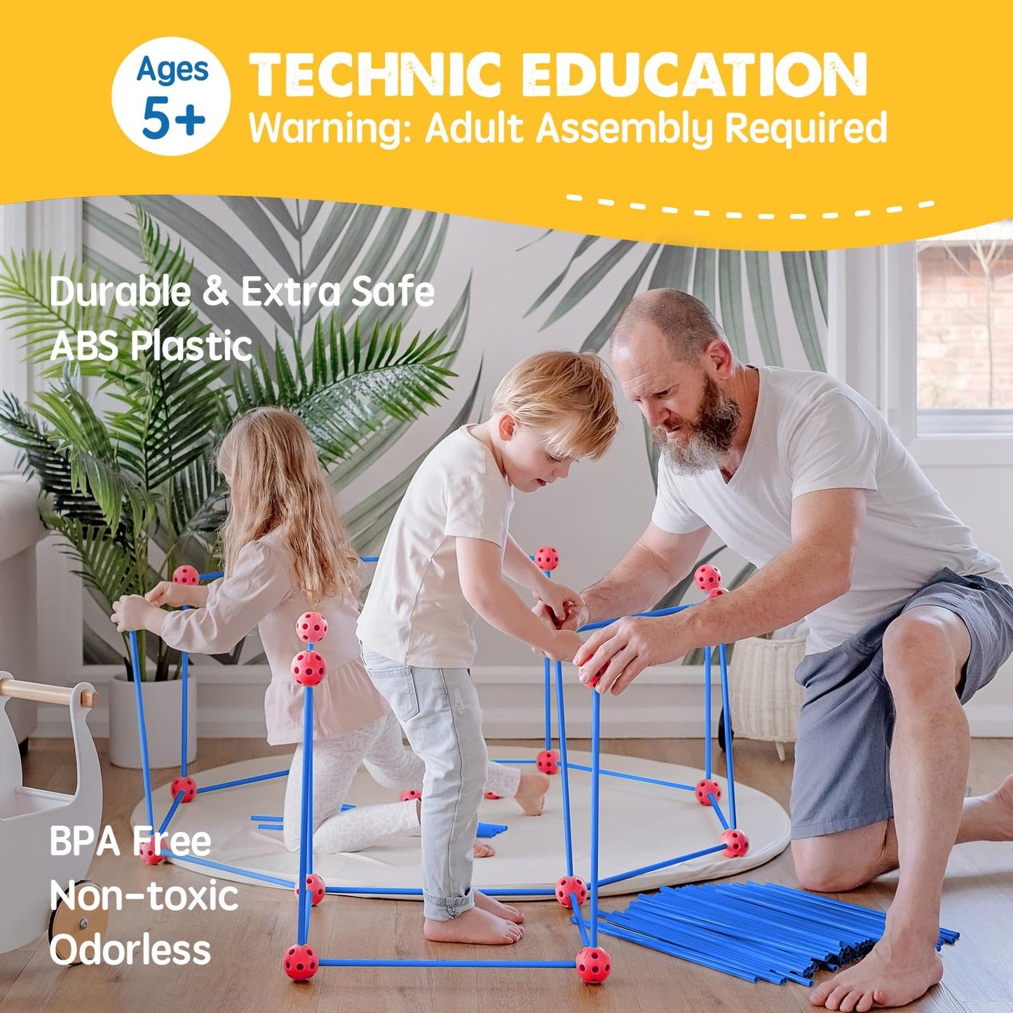 Tiny Land Fort Building Kit — 130-Piece STEM DIY Fort for Kids 5-8