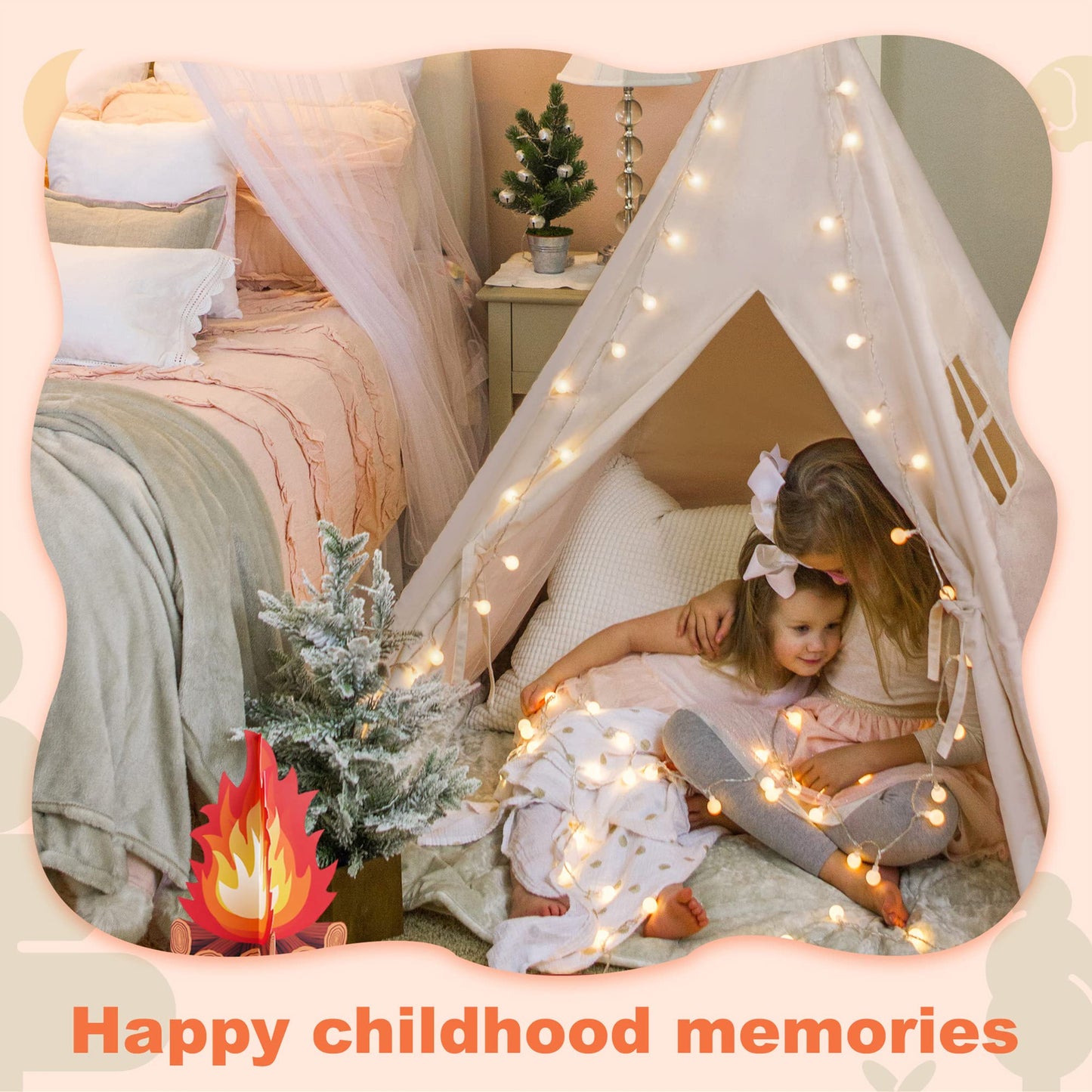 Tiny Land Teepee Tent with Star Lights – Foldable Indoor Play Tent for Kids