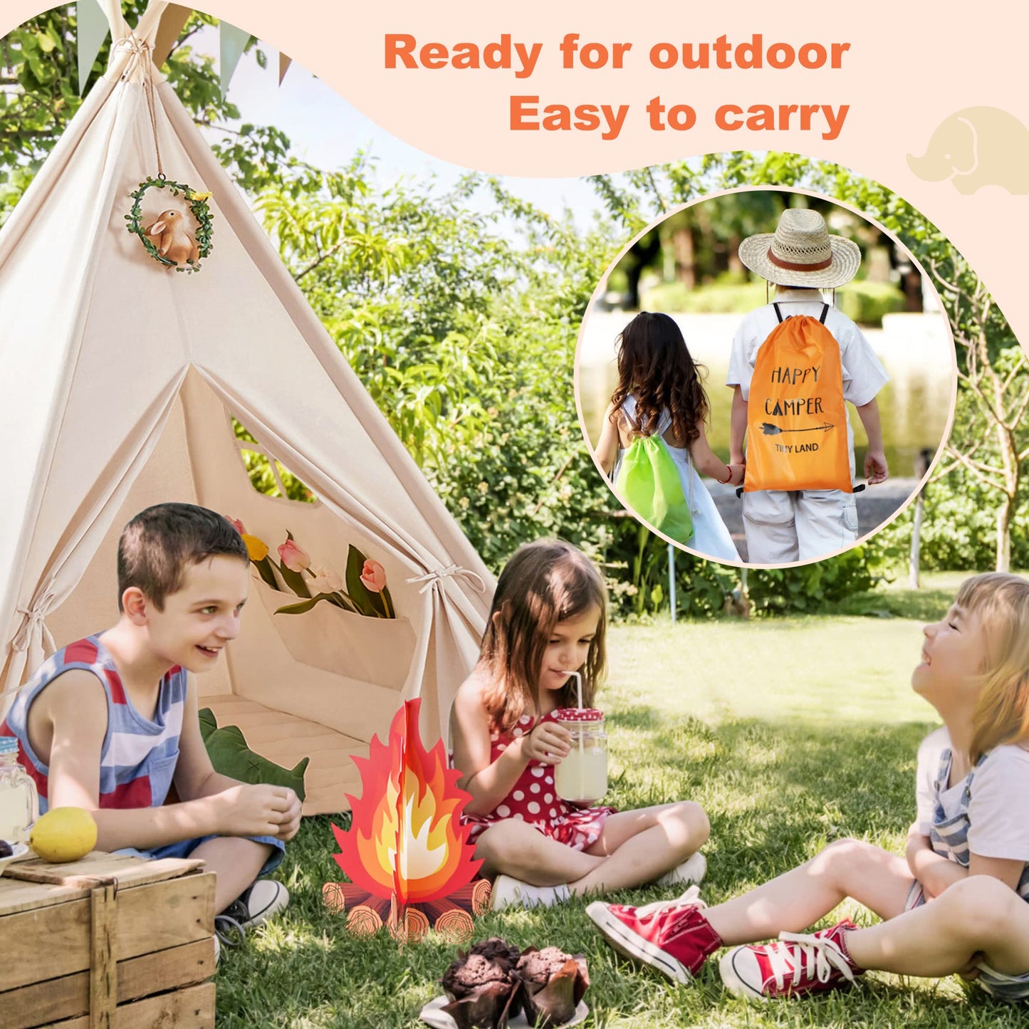 Tiny Land Teepee Tent with Star Lights – Foldable Indoor Play Tent for Kids