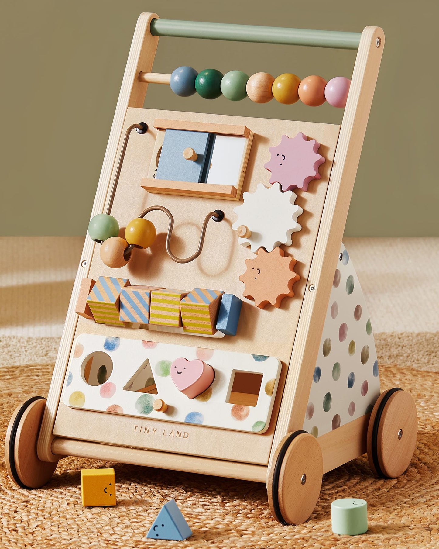 Tiny Land Wooden Baby Walker with Adjustable Speed — Montessori Activity Push Walker