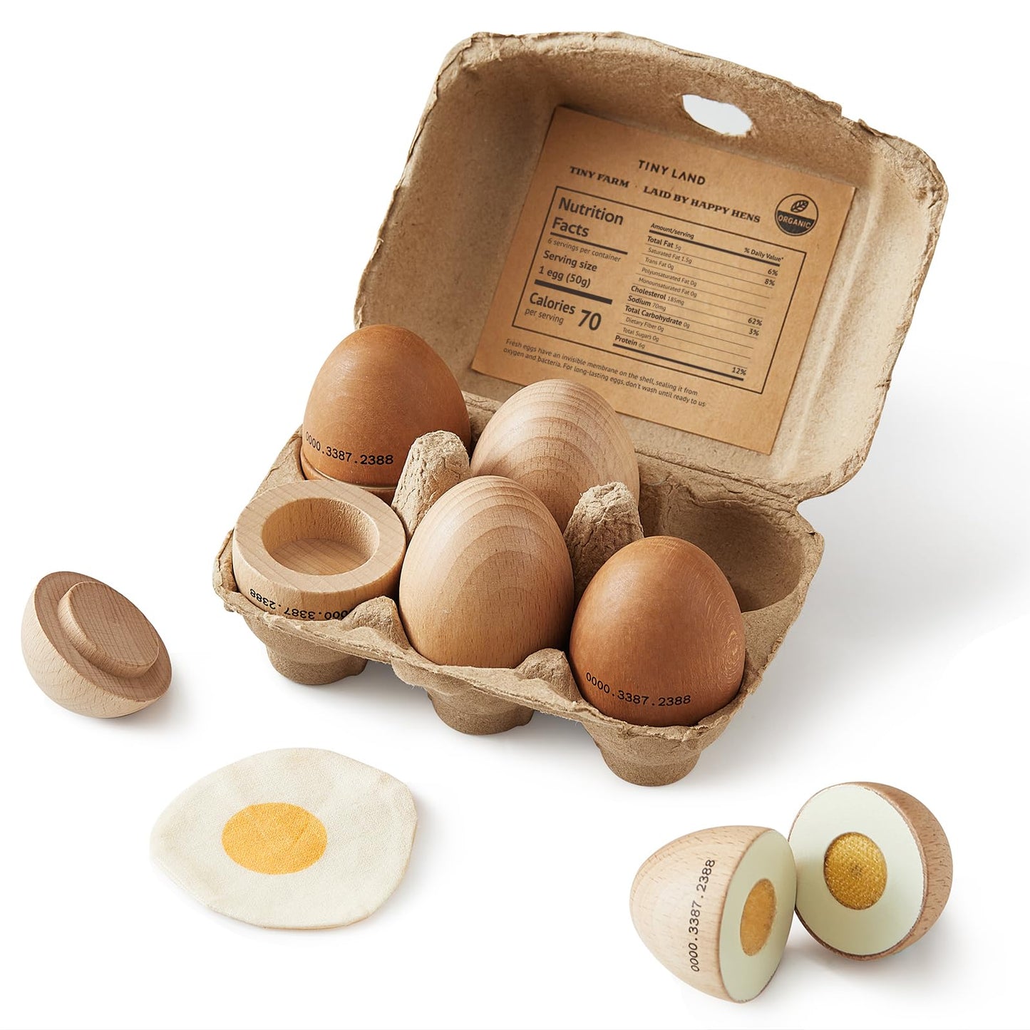 Tiny Land Wooden Egg Toy Set – 6-Piece Pretend Play Eggs for Kids | Montessori Kitchen Toys