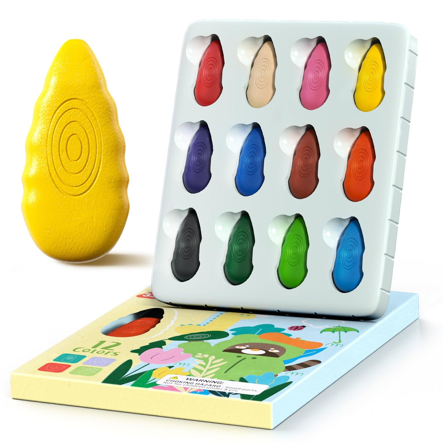 TinyGeeks 12 Water Drop Crayons – Non-Toxic, Washable, Easy-To-Hold for Toddlers (Ages 3-8)