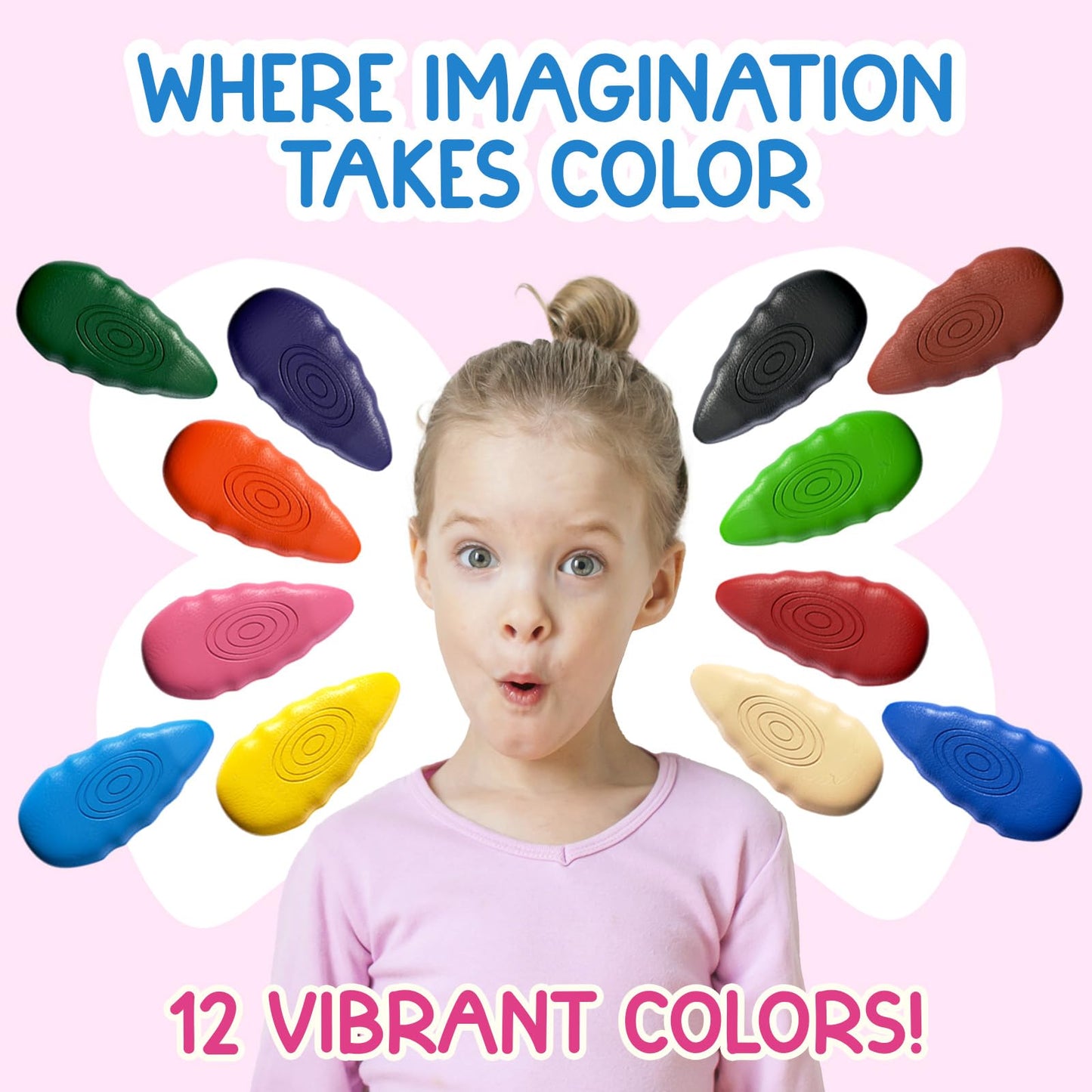 TinyGeeks 12 Water Drop Crayons – Non-Toxic, Washable, Easy-To-Hold for Toddlers (Ages 3-8)
