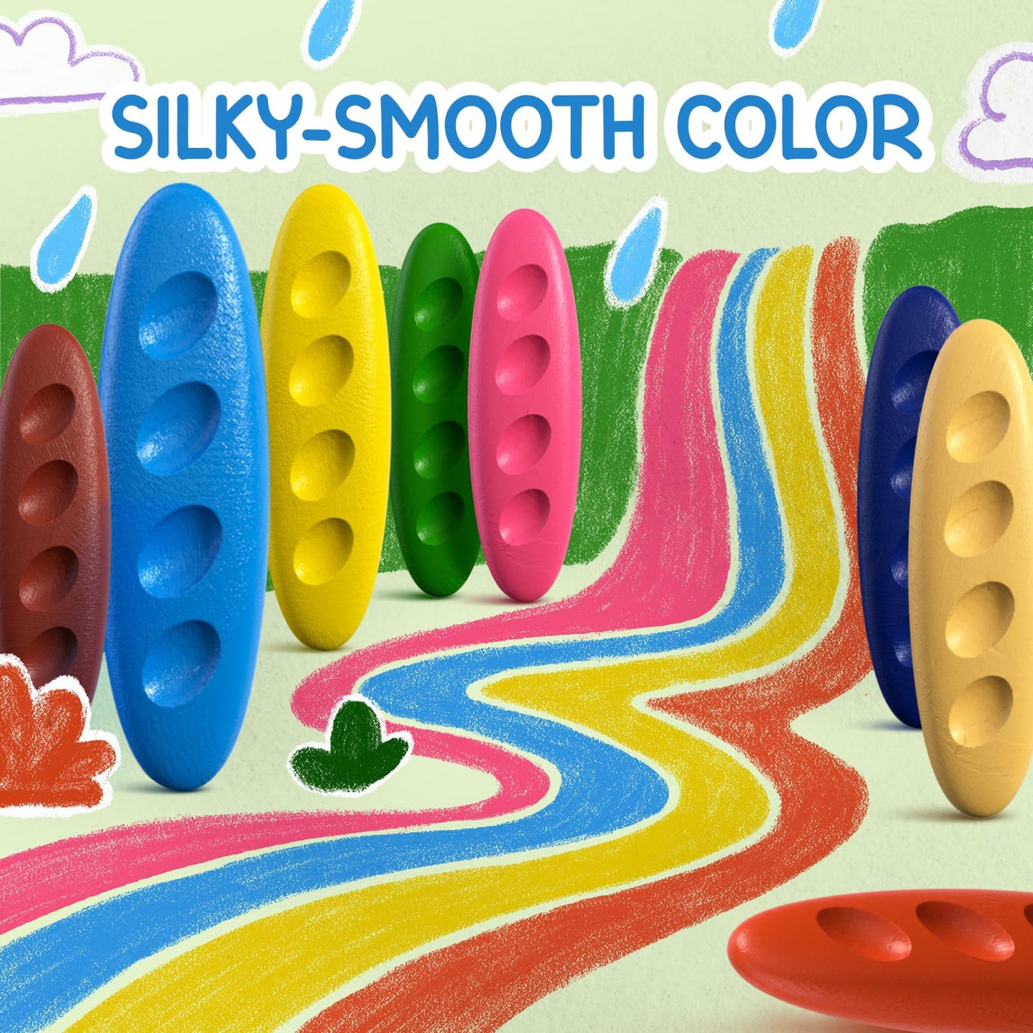 TinyGeeks 12 Peanut Crayons – Non-Toxic, Washable Toddler Crayons with Ergonomic Peanut Shape
