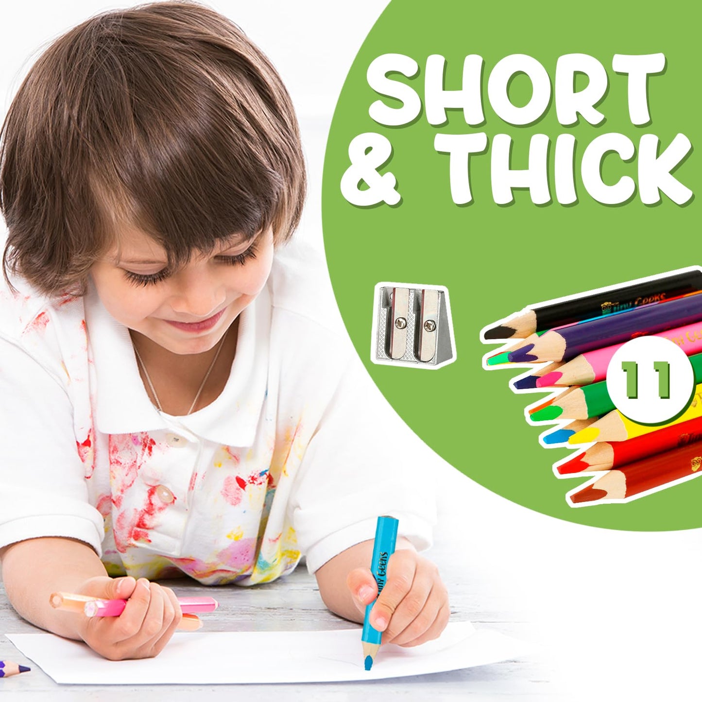 TinyGeeks Jumbo Color Pencils Set for Kids – Ages 3–7, Triangular Grip