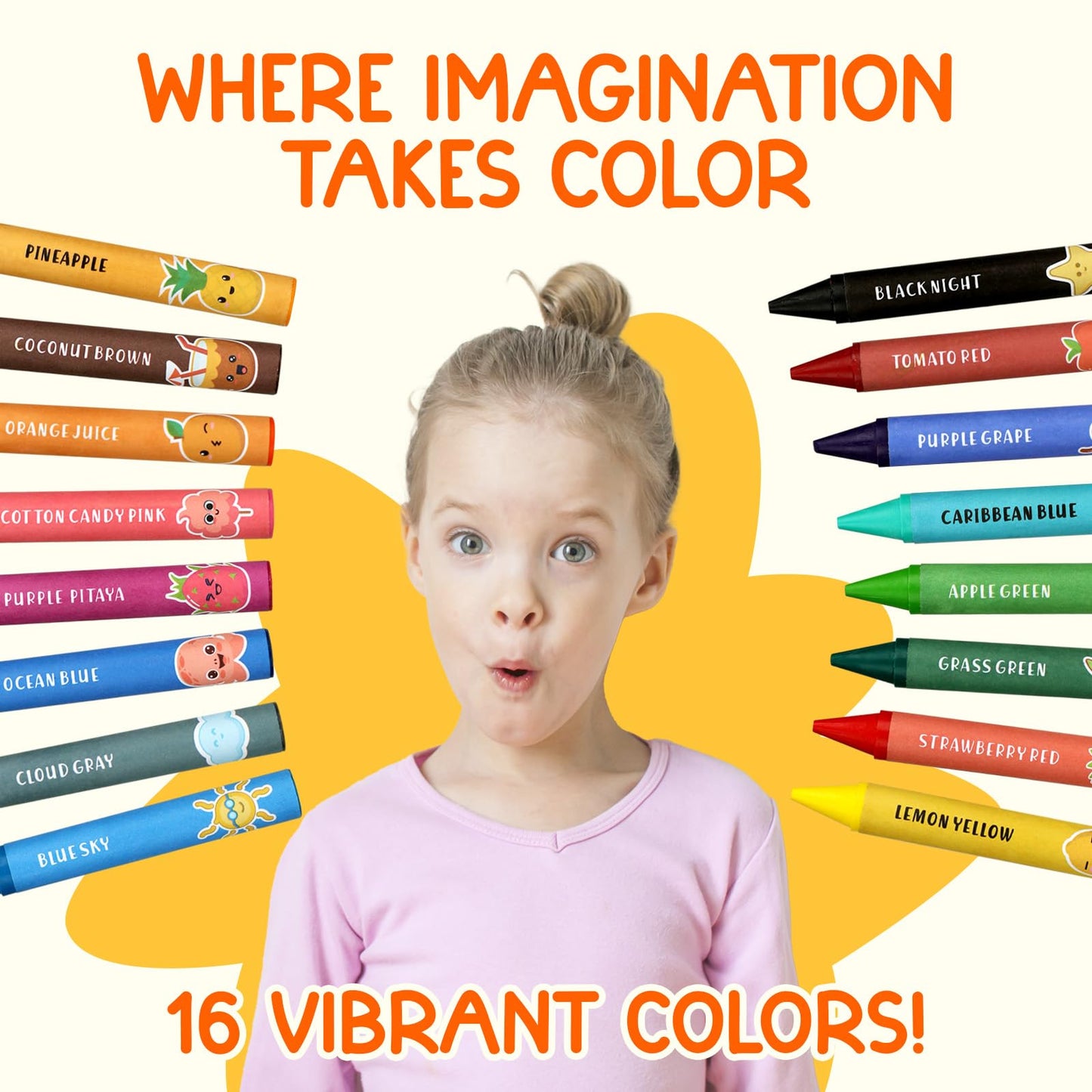 TinyGeeks Jumbo Crayons (16 Colors) – Non-Toxic, Washable, Easy-to-Hold for Toddlers and Kids