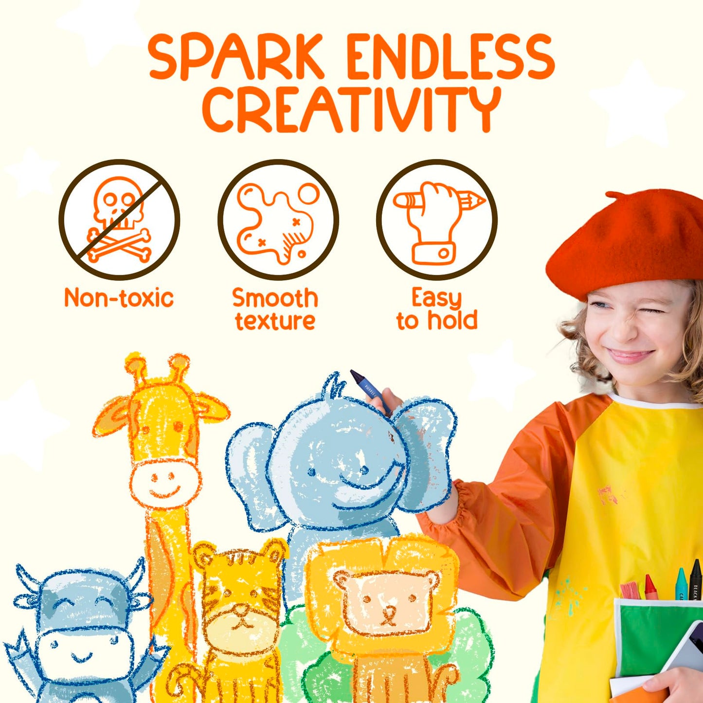 TinyGeeks Jumbo Crayons – Non-Toxic, Washable, 18 Colors for Toddlers & Kids (Ages 1–8) – Easy to Hold
