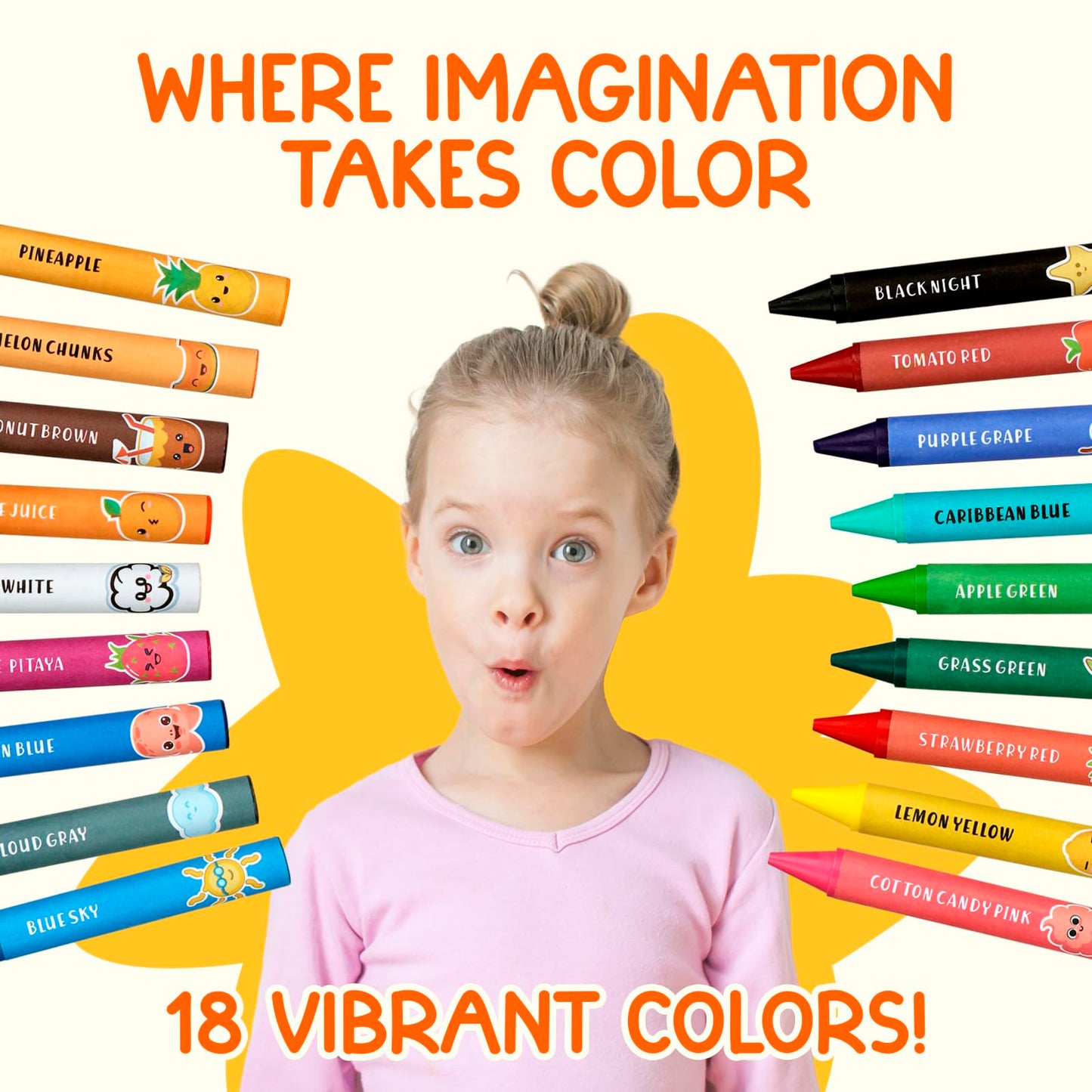 TinyGeeks Jumbo Crayons – Non-Toxic, Washable, 18 Colors for Toddlers & Kids (Ages 1–8) – Easy to Hold