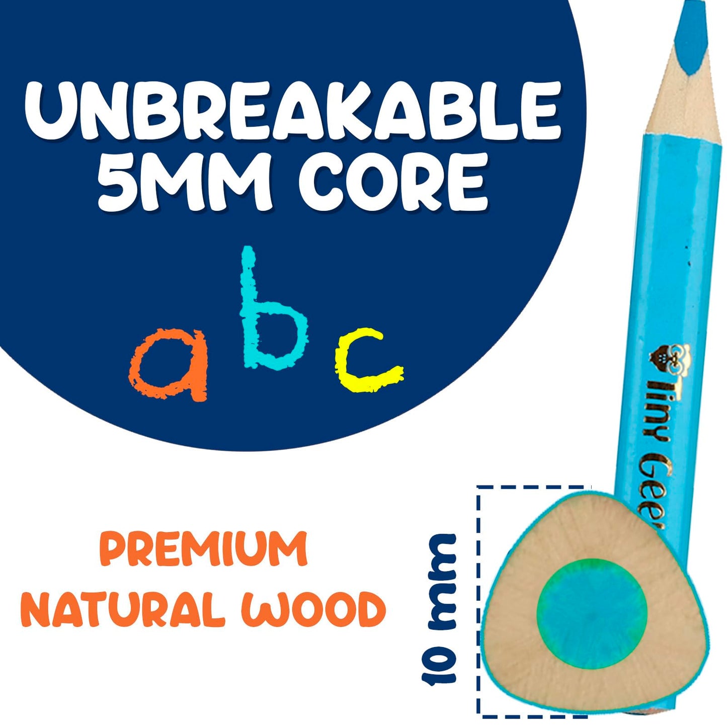TinyGeeks Jumbo Pencils – 10 Triangle-Shaped Colored Pencils + Rainbow & Sharpener