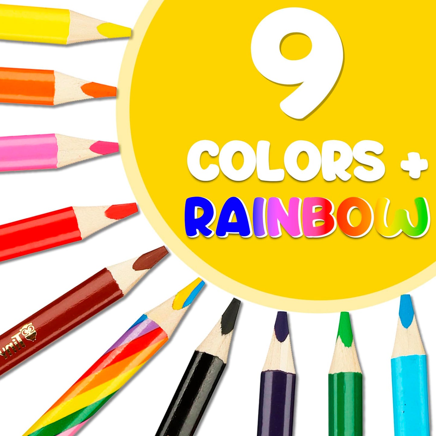 TinyGeeks Jumbo Pencils – 10 Triangle-Shaped Colored Pencils + Rainbow & Sharpener