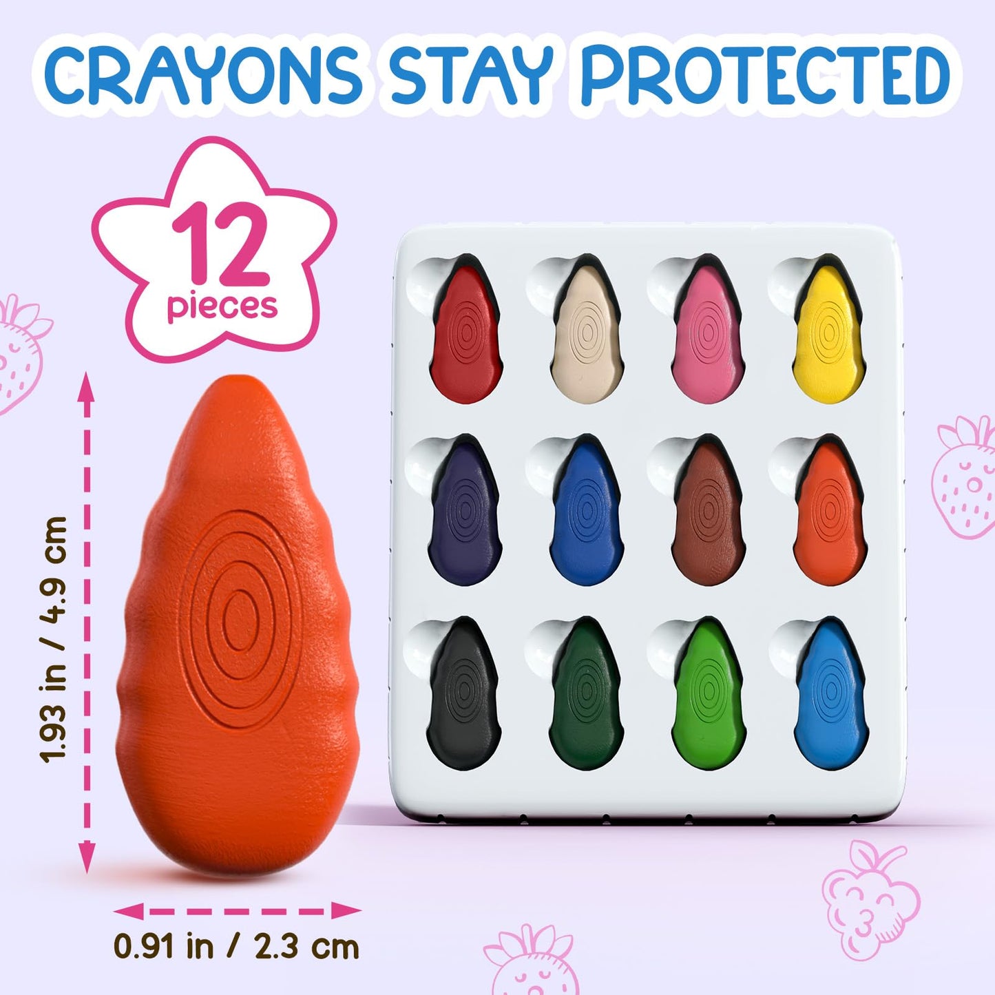 TinyGeeks 12 Water Drop Crayons – Non-Toxic, Washable, Easy-To-Hold for Toddlers (Ages 3-8)