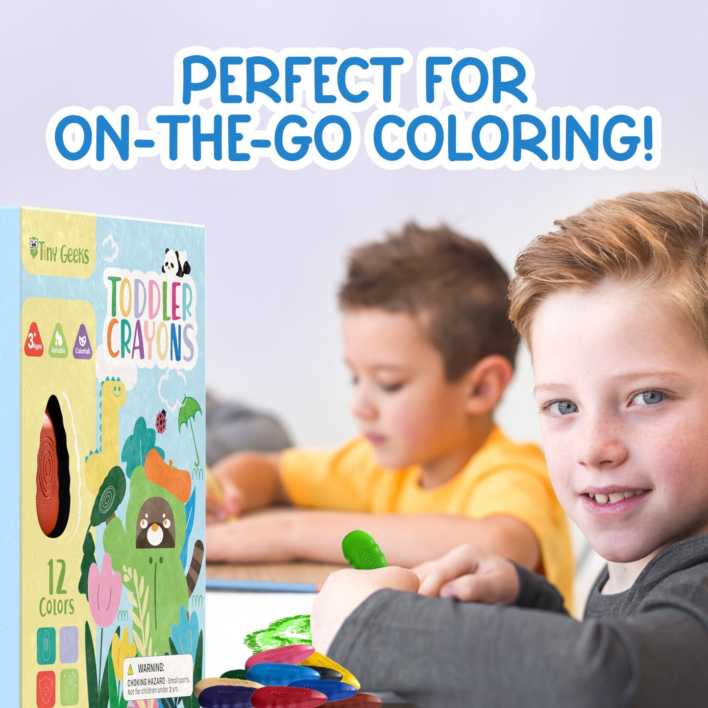 TinyGeeks 12 Water Drop Crayons – Non-Toxic, Washable, Easy-To-Hold for Toddlers (Ages 3-8)