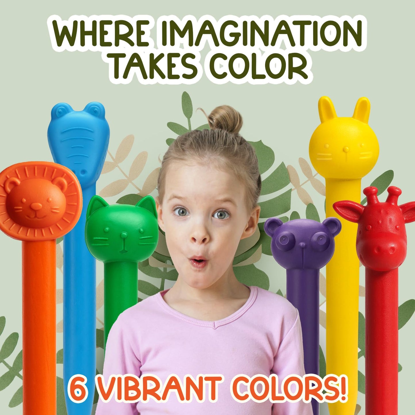 TinyGeeks 6 Animal Shaped Crayons – Non-Toxic, Washable & Easy to Hold for Kids 4-8