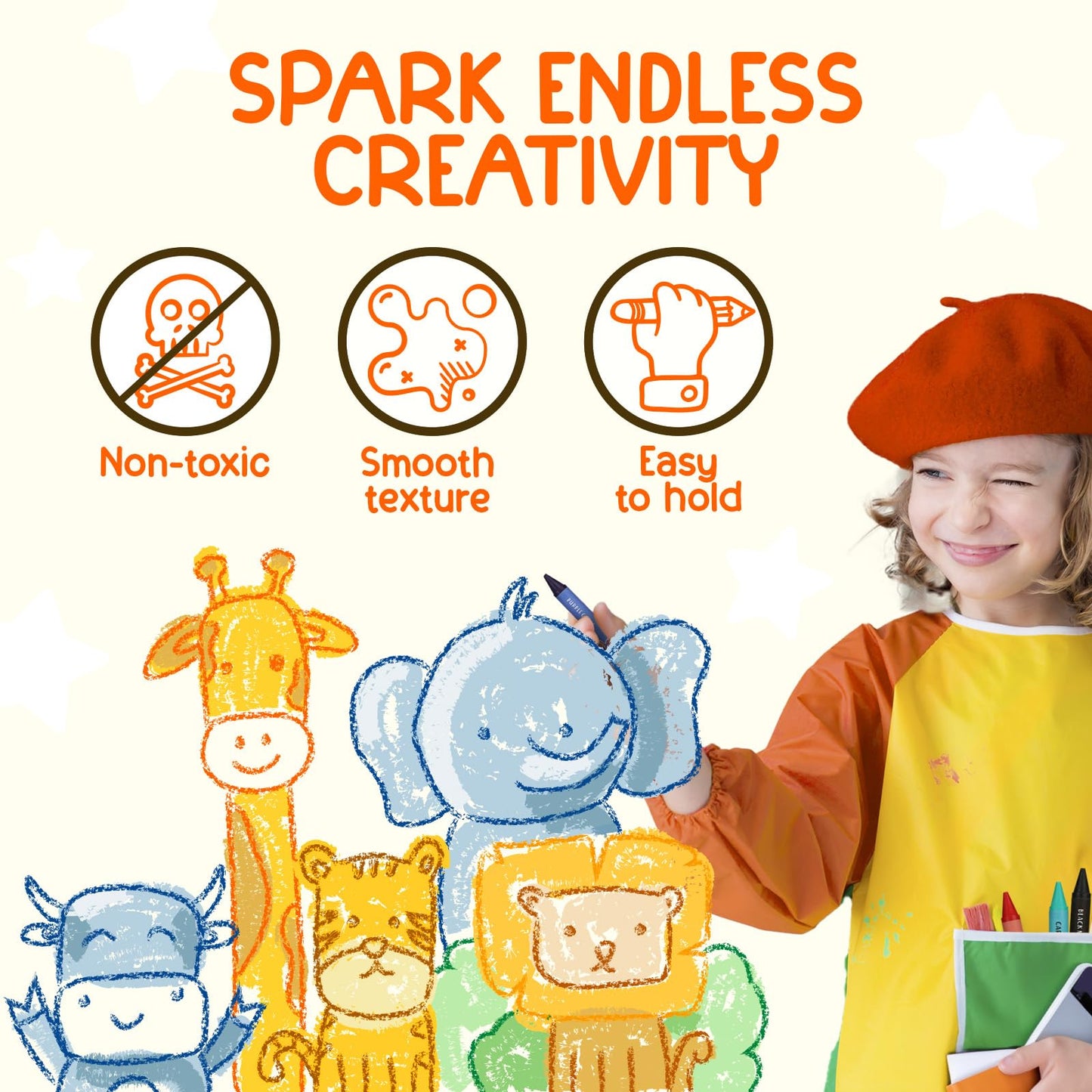 TinyGeeks Jumbo Crayons (16 Colors) – Non-Toxic, Washable, Easy-to-Hold for Toddlers and Kids