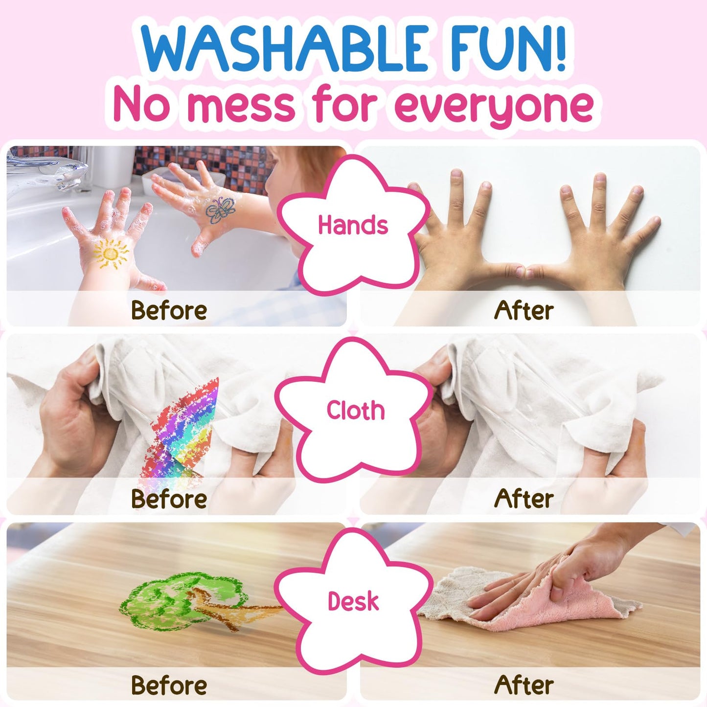 TinyGeeks 12 Water Drop Crayons – Non-Toxic, Washable, Easy-To-Hold for Toddlers (Ages 3-8)
