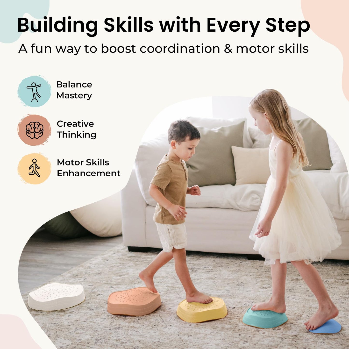 Tiny Land Stepping Stones for Kids — 5-Piece Non-Slip Set for Balance & Coordination