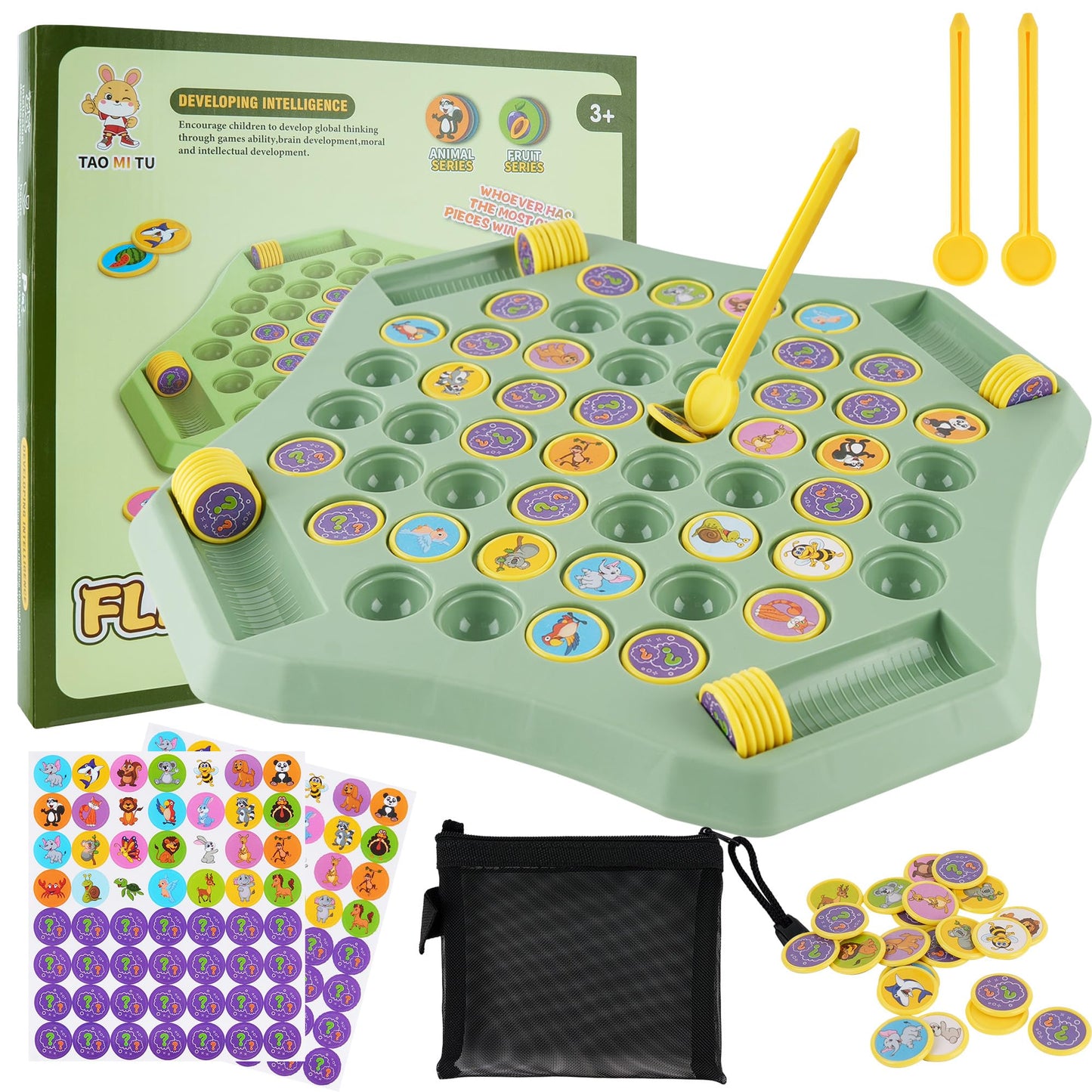 TINYLENS Memory Matching Game – 52-Slot Flip Board for Kids & Families | Educational & Travel-Friendly (Animal)
