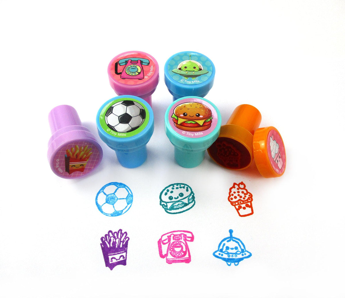 TINYMILLS 50 Pcs Assorted Kawaii Self-Inking Stamps – Cute Stamps for Party Favors, Classroom Rewards & Prizes