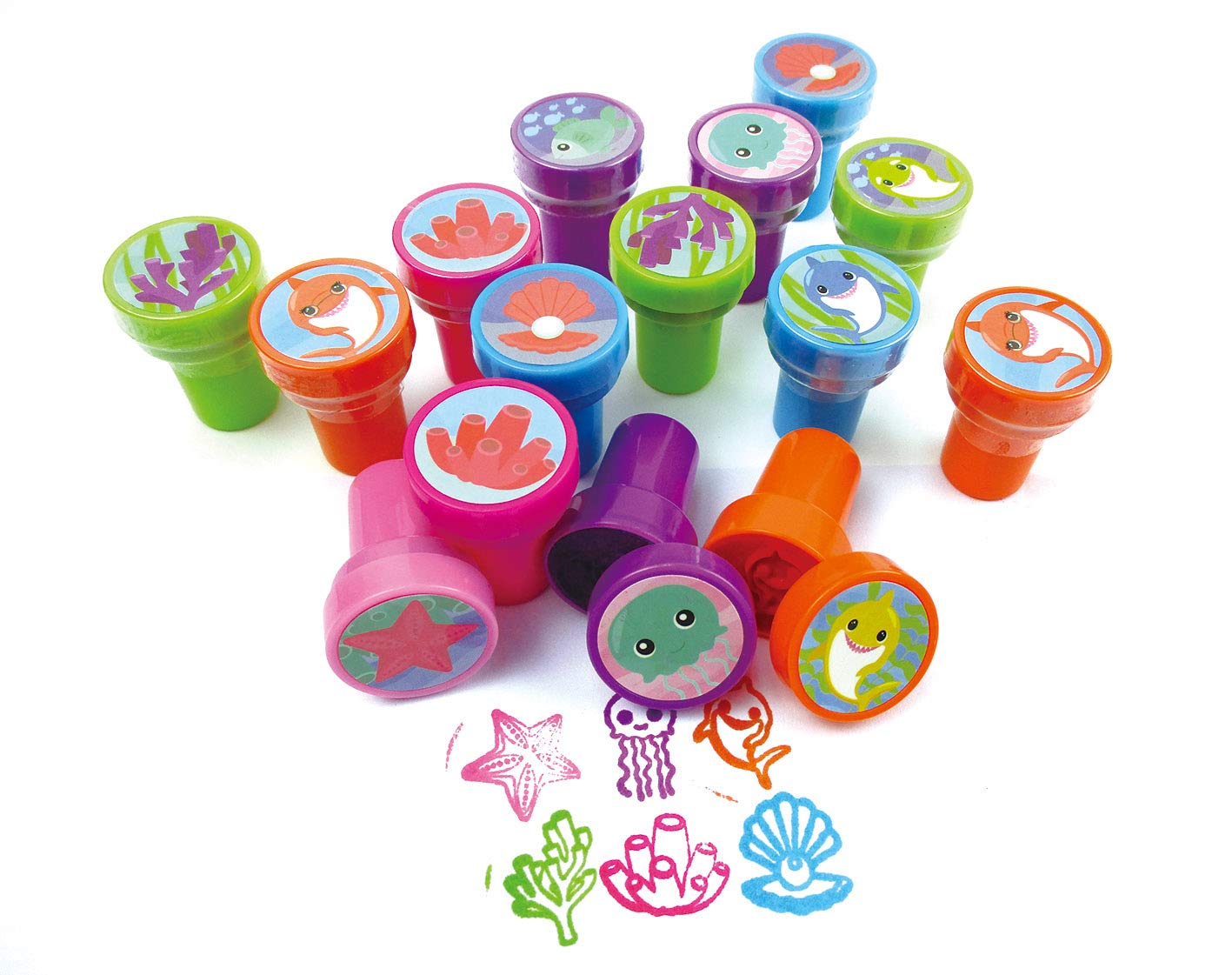 TINYMILLS 24 Pcs Shark Family Stampers for Kids – Pre-Inked & BPA-Free