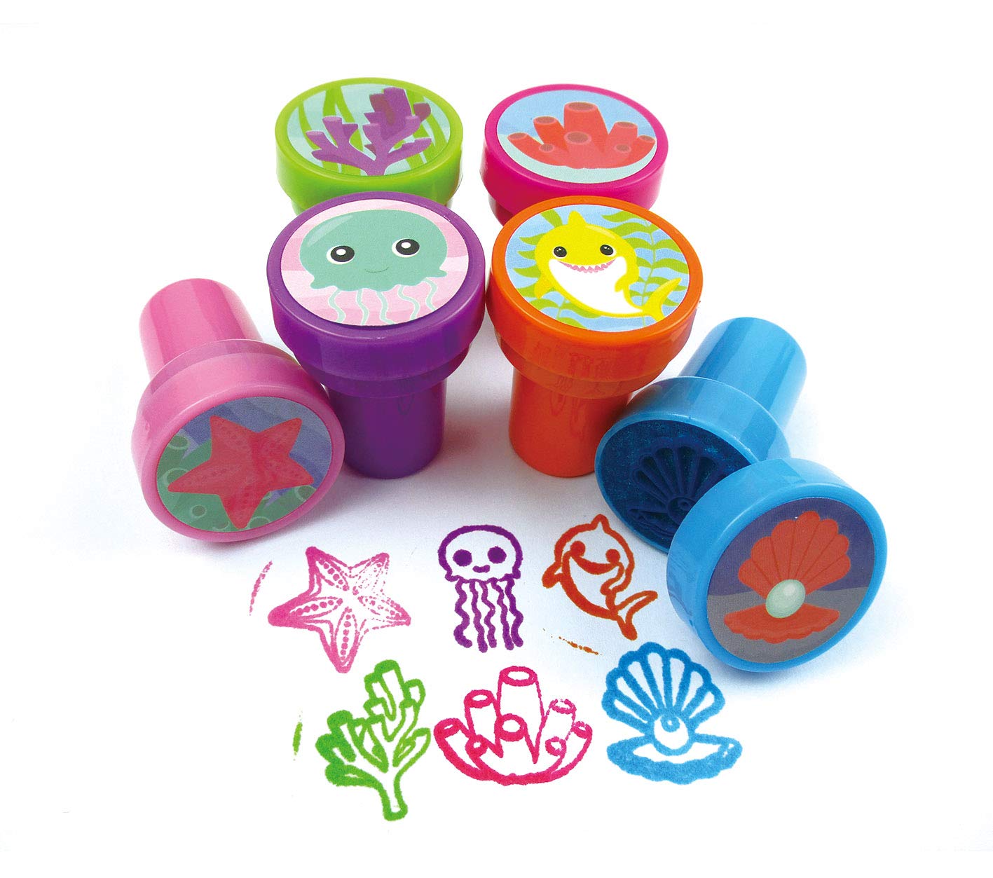TINYMILLS 24 Pcs Shark Family Stampers for Kids – Pre-Inked & BPA-Free