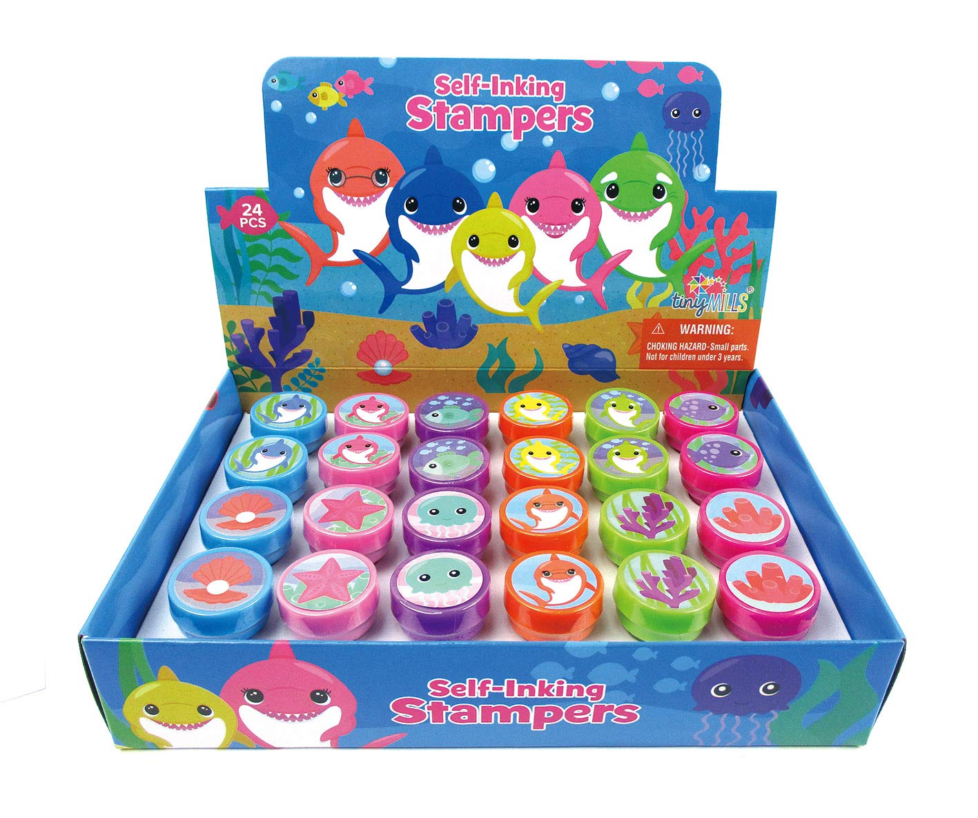 TINYMILLS 24 Pcs Shark Family Stampers for Kids – Pre-Inked & BPA-Free