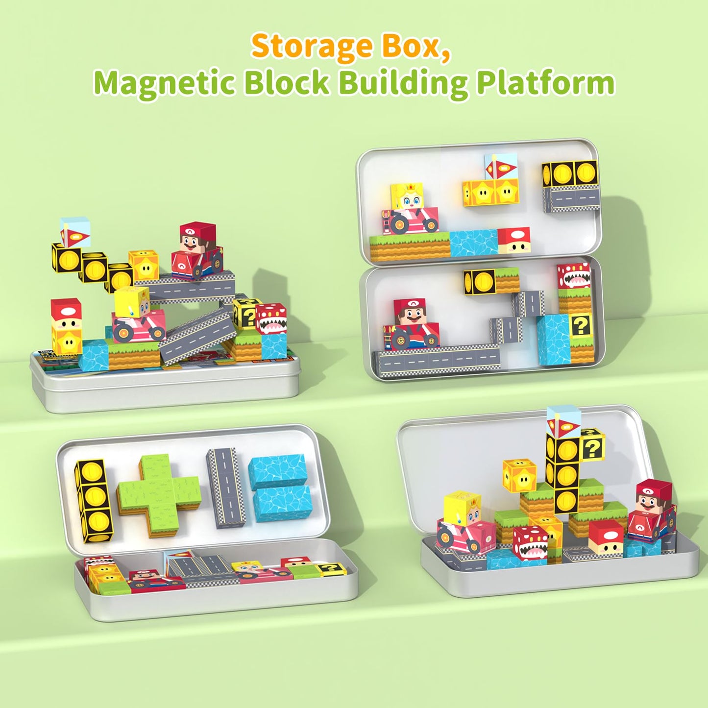 tinytrek 35 PCS Mini Magnetic Tiles Travel Set – Portable STEM Building Blocks for Kids 3-8