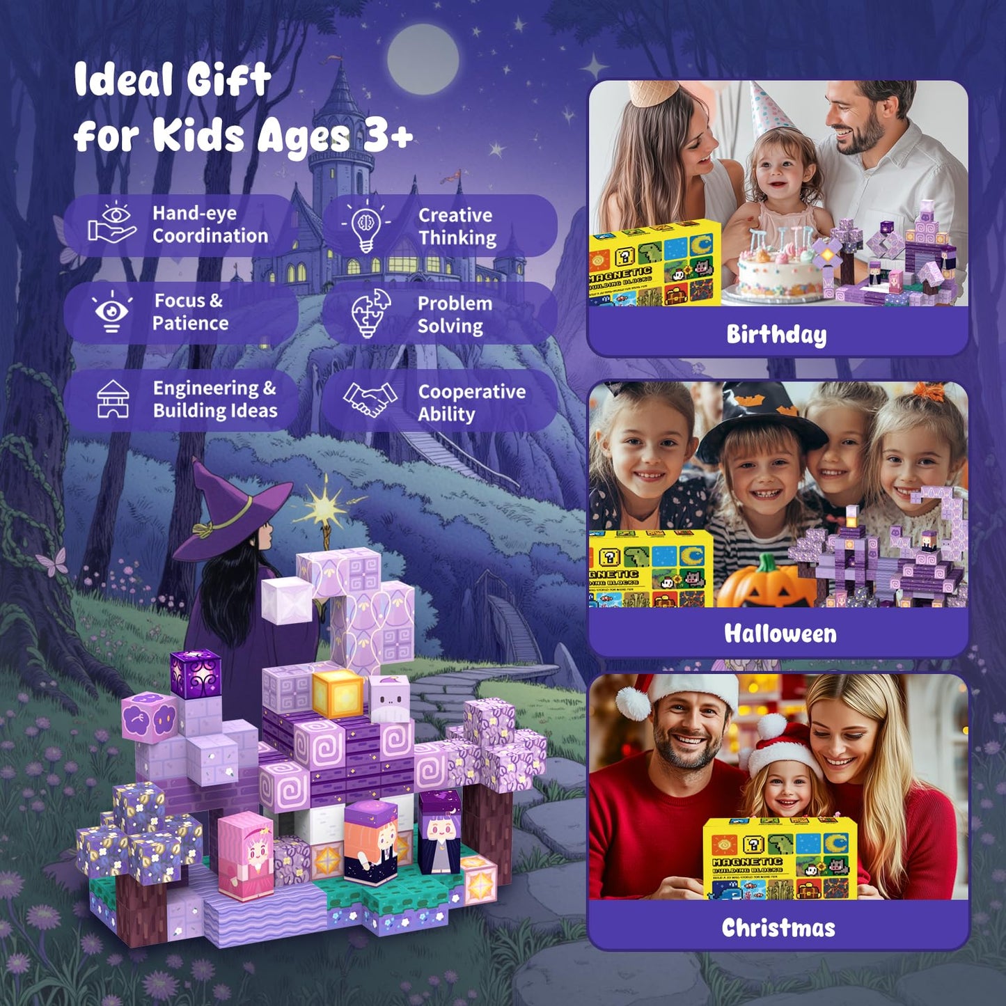 tinytrek Magnetic Blocks Ocean Quest 120PCS – STEM Building Toys for Ages 3-13