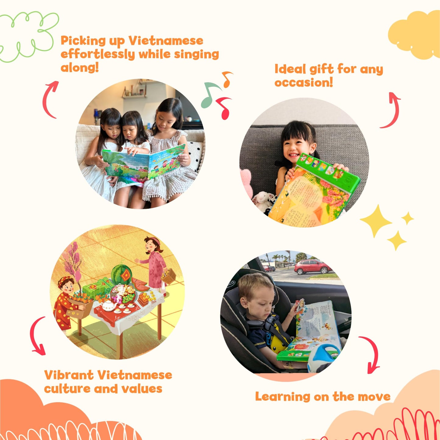 tinywrist AUDIOBOOKS: Bé Sings and Learns Vietnamese — Interactive Bilingual Music Book for Babies, Toddlers & Kids