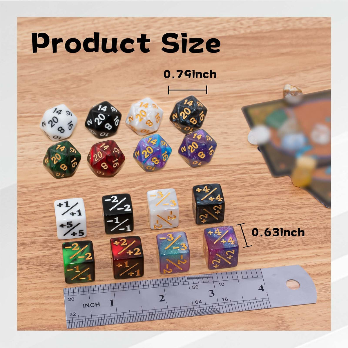 Tinzum 56-Piece MTG Dice Set — 48 Counters, 8 D20s, 8 Colors, Velvet Pouch