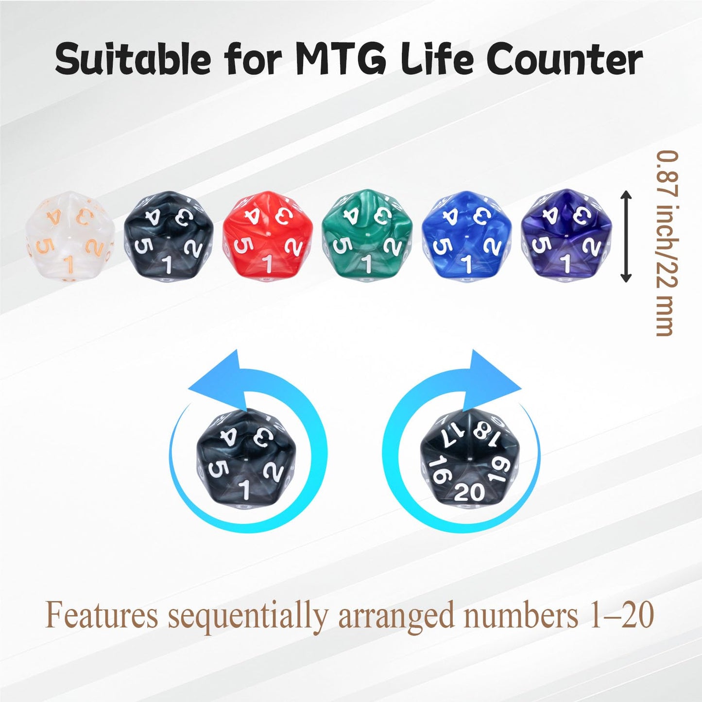 Tinzum 78-Piece MTG Dice Set with Plus 1 Life Counter, Keyword & Shield Dice + Spindown D20 – 12 Colors