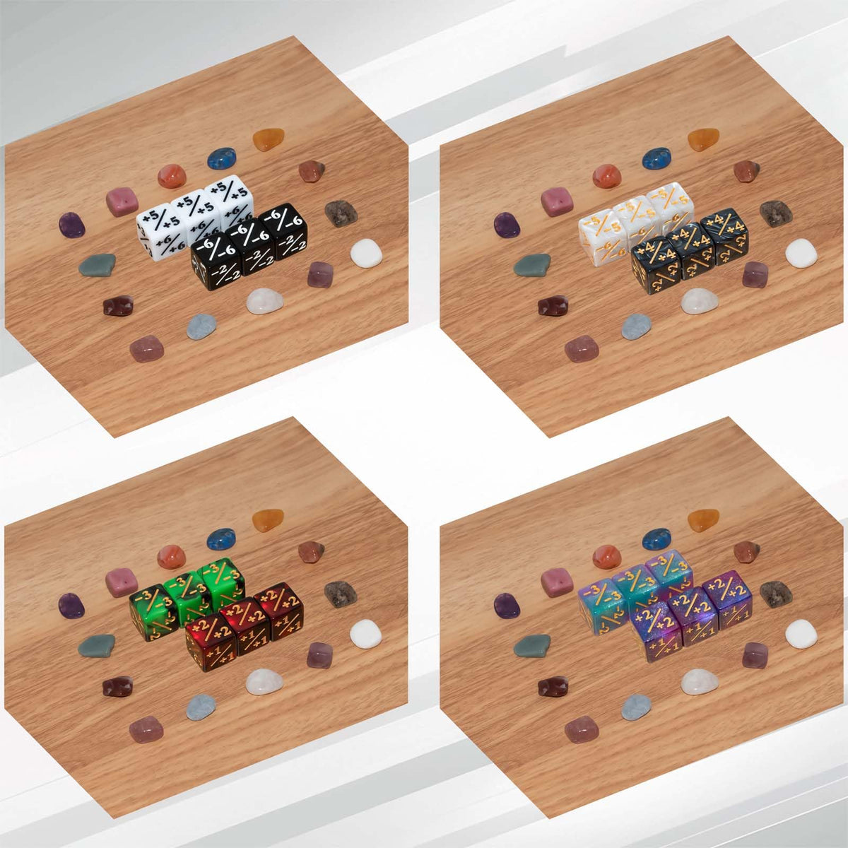 Tinzum 56-Piece MTG Dice Set — 48 Counters, 8 D20s, 8 Colors, Velvet Pouch
